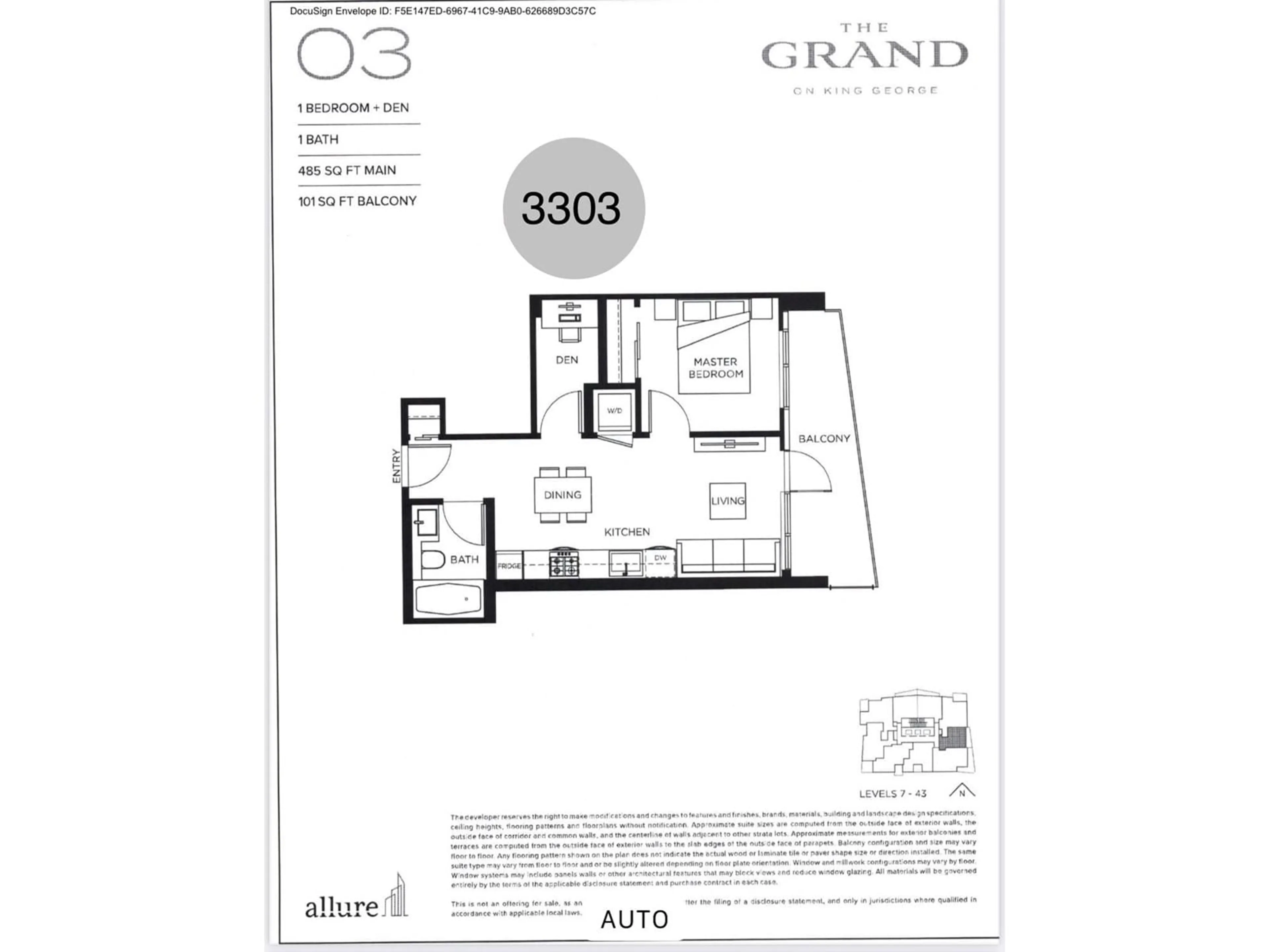 Floor plan for 3303 10750 135A STREET, Surrey British Columbia V3T0V4