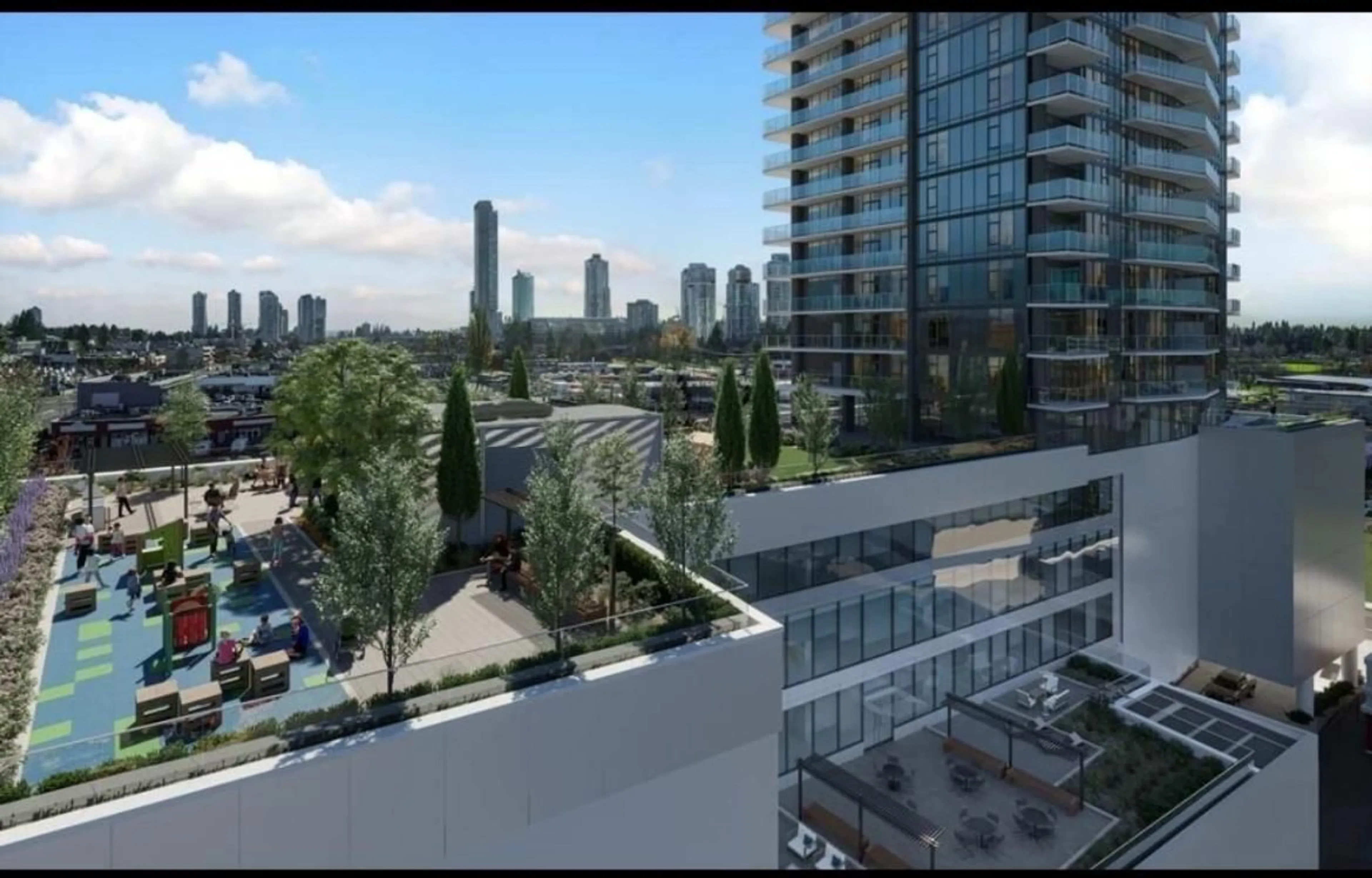A pic from outside/outdoor area/front of a property/back of a property/a pic from drone, city buildings view from balcony for 2205 - 10750 135A STREET, Surrey British Columbia V3T0V4