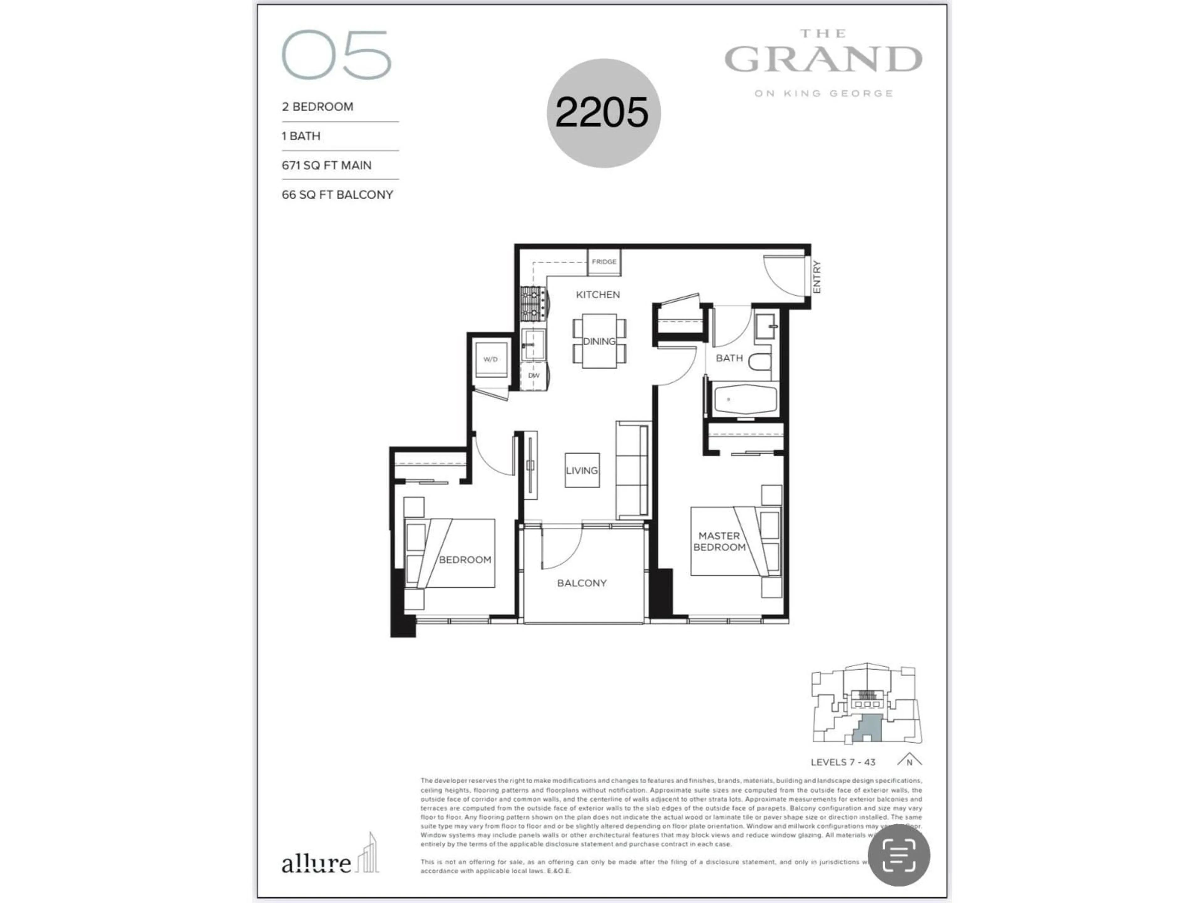 Floor plan for 2205 - 10750 135A STREET, Surrey British Columbia V3T0V4