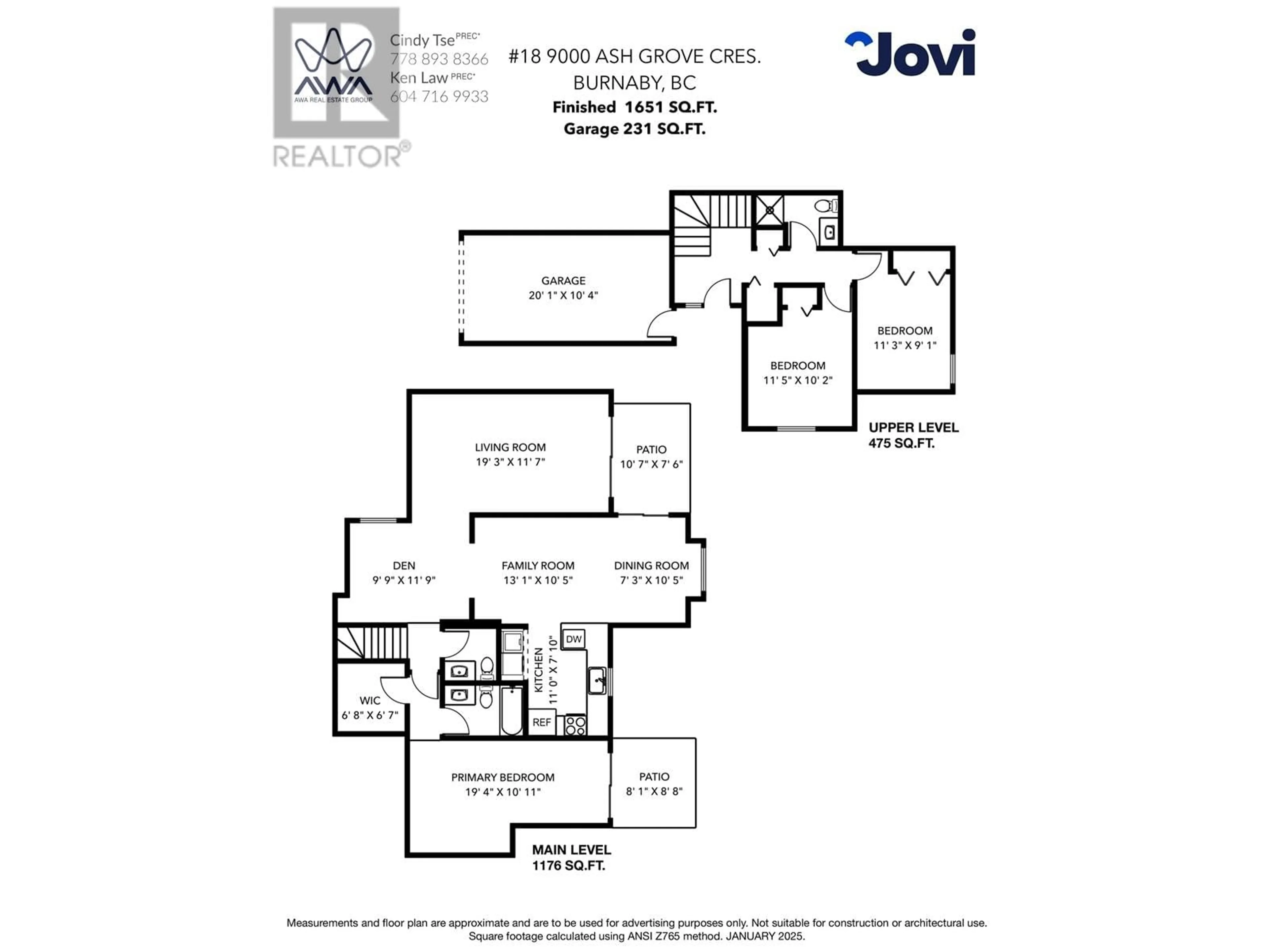 Floor plan for 18 9000 ASH GROVE CRESCENT, Burnaby British Columbia V5A4L8