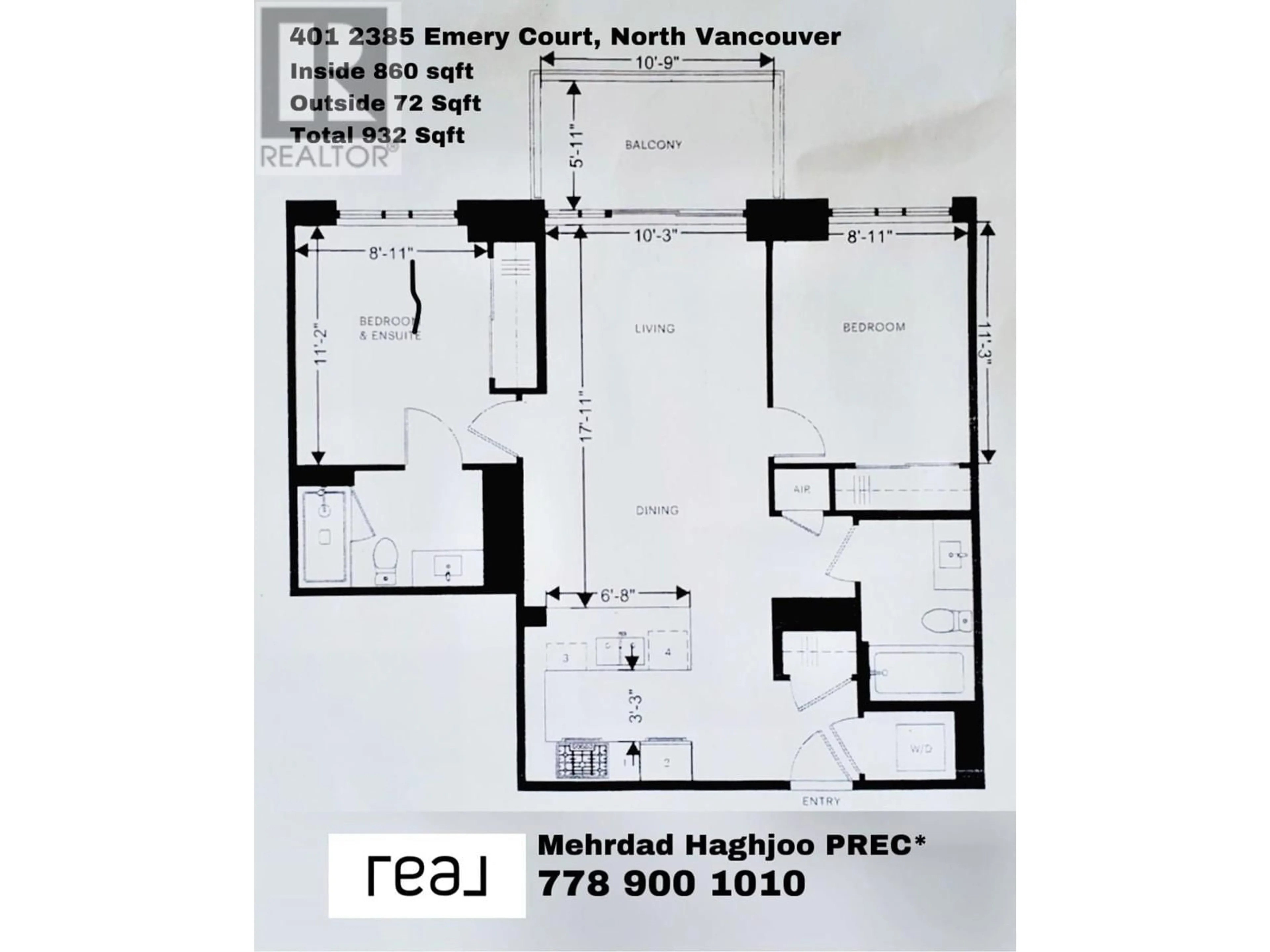 Floor plan for 401 2385 EMERY COURT, North Vancouver British Columbia V7J0G1