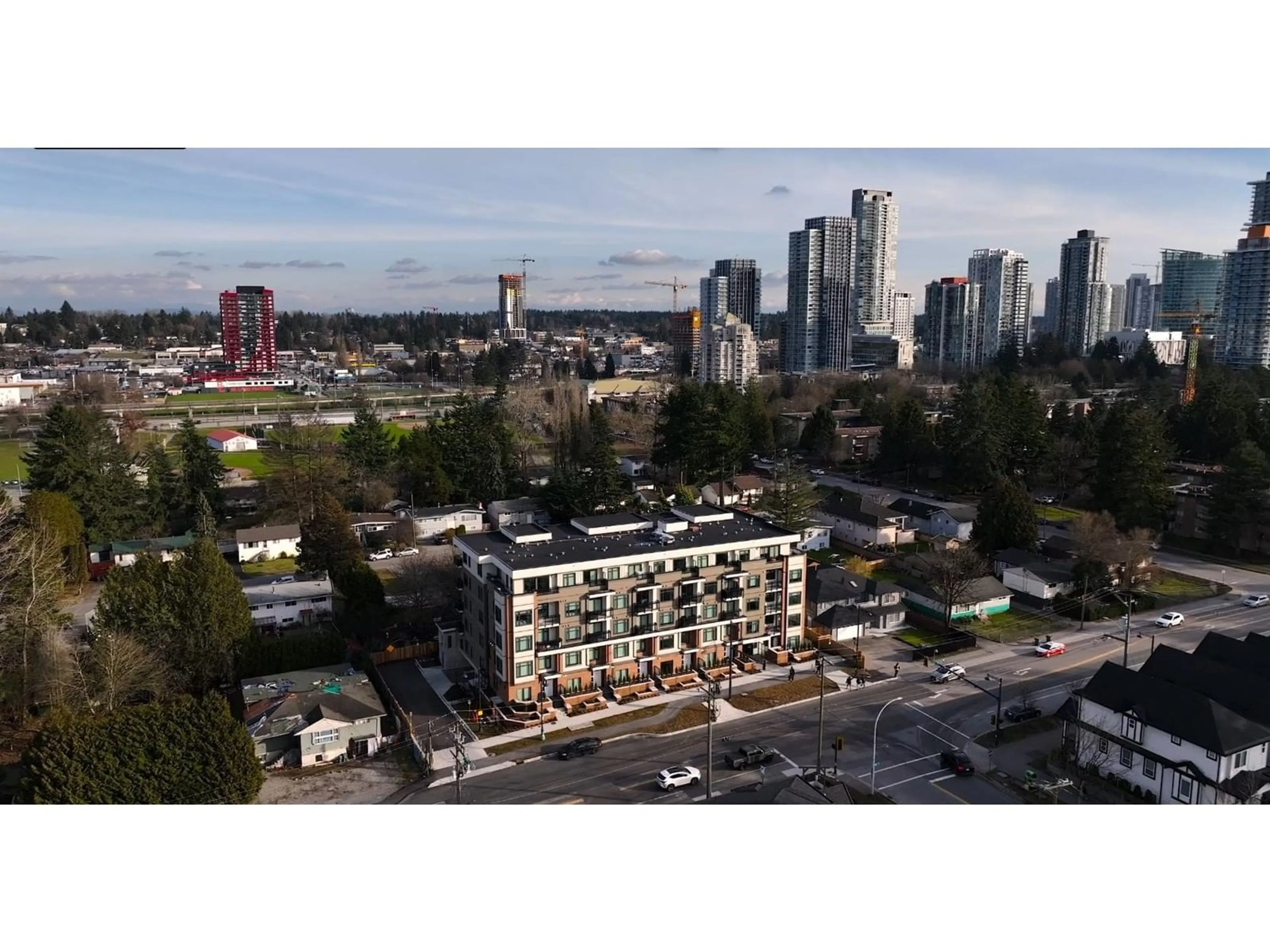 A pic from outside/outdoor area/front of a property/back of a property/a pic from drone, city buildings view from balcony for 512 10616 132 STREET, Surrey British Columbia V3T3V8