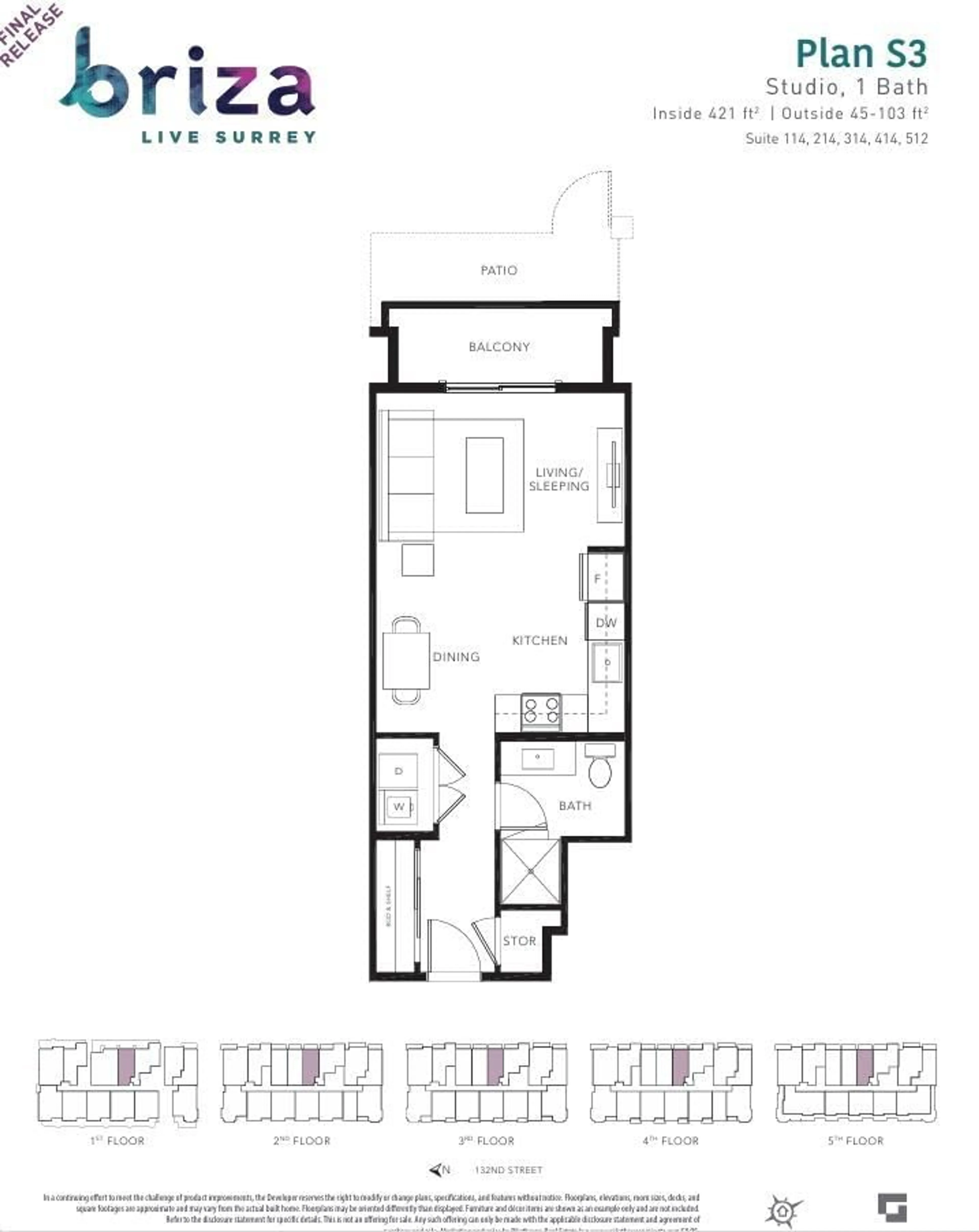 Floor plan for 512 10616 132 STREET, Surrey British Columbia V3T3V8