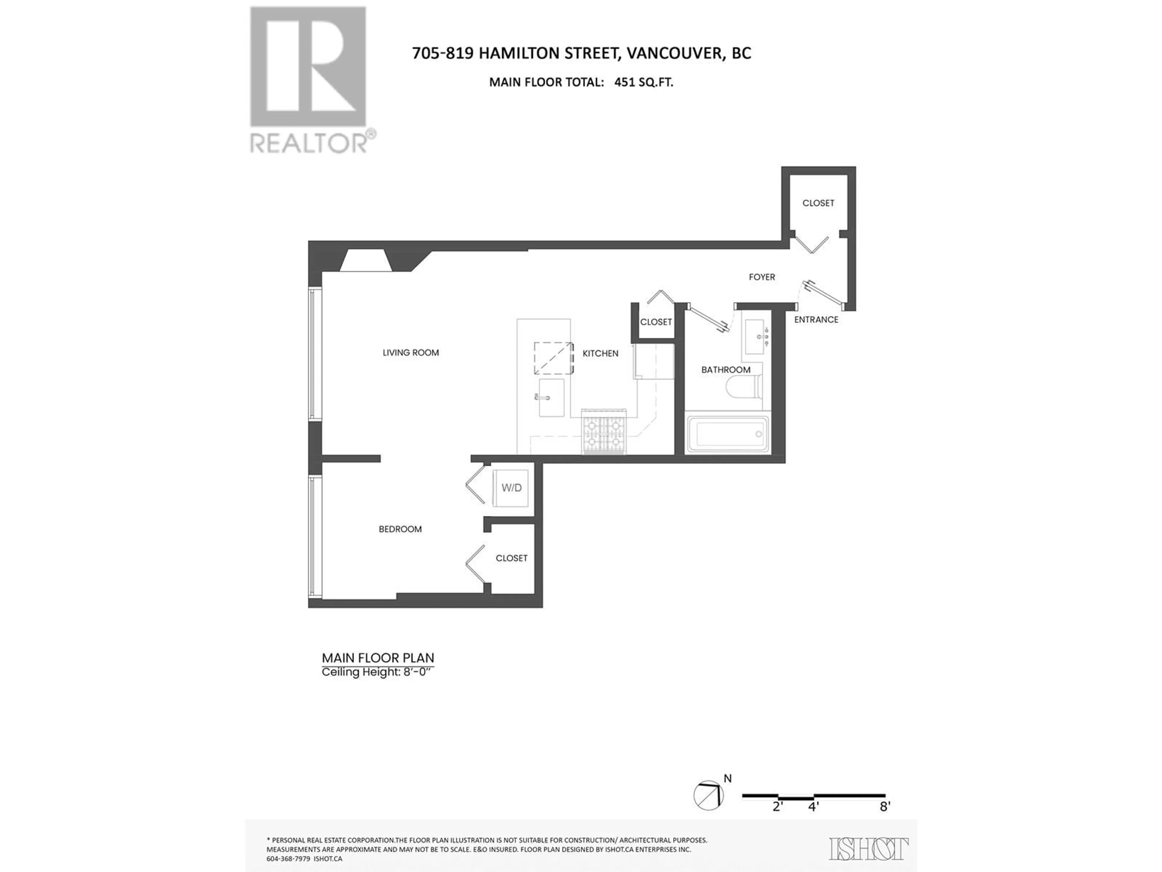 Floor plan for 705 819 HAMILTON STREET, Vancouver British Columbia V6M6M2