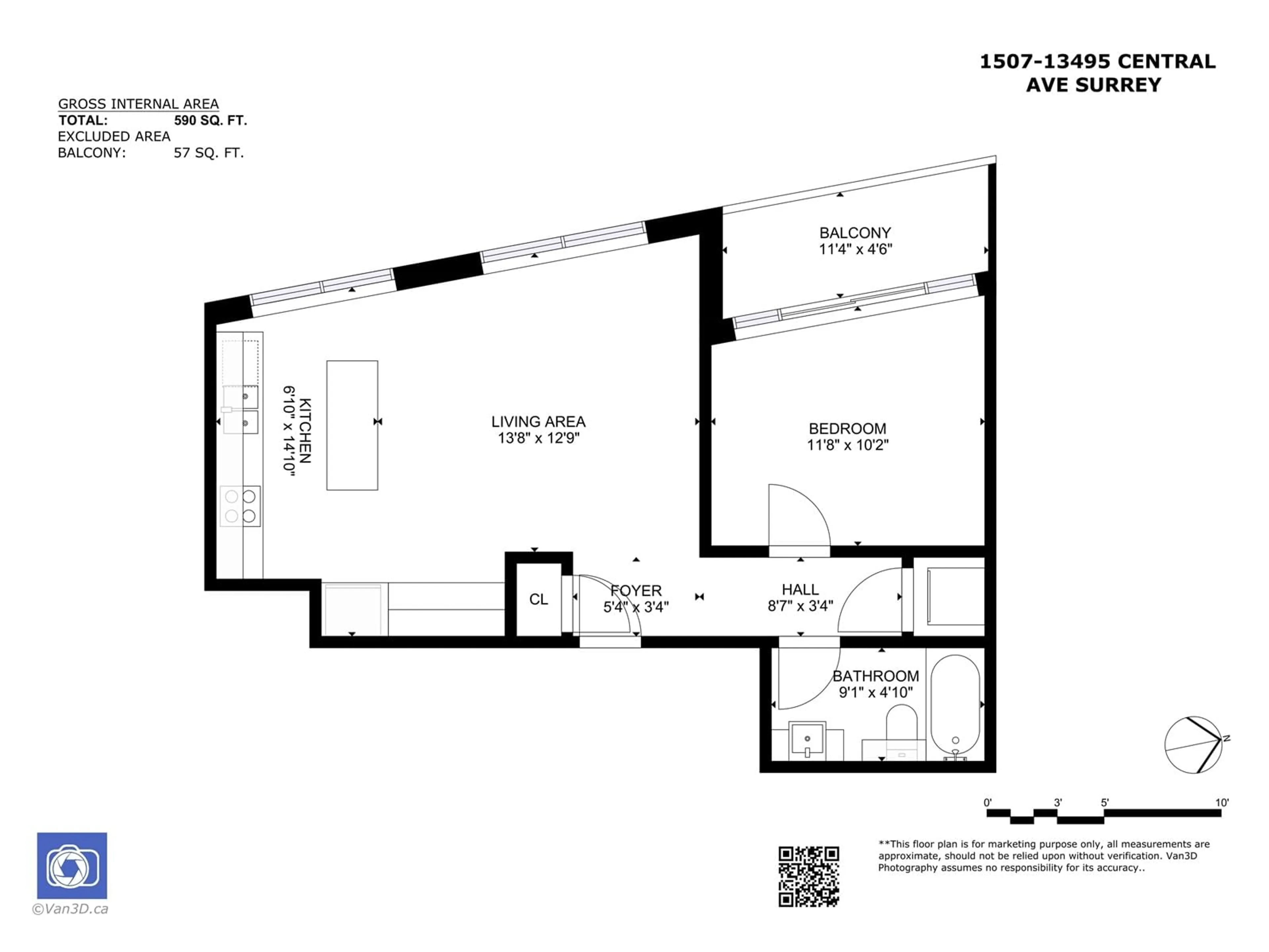 Floor plan for 1507 13495 CENTRAL AVENUE, Surrey British Columbia V3T0K2