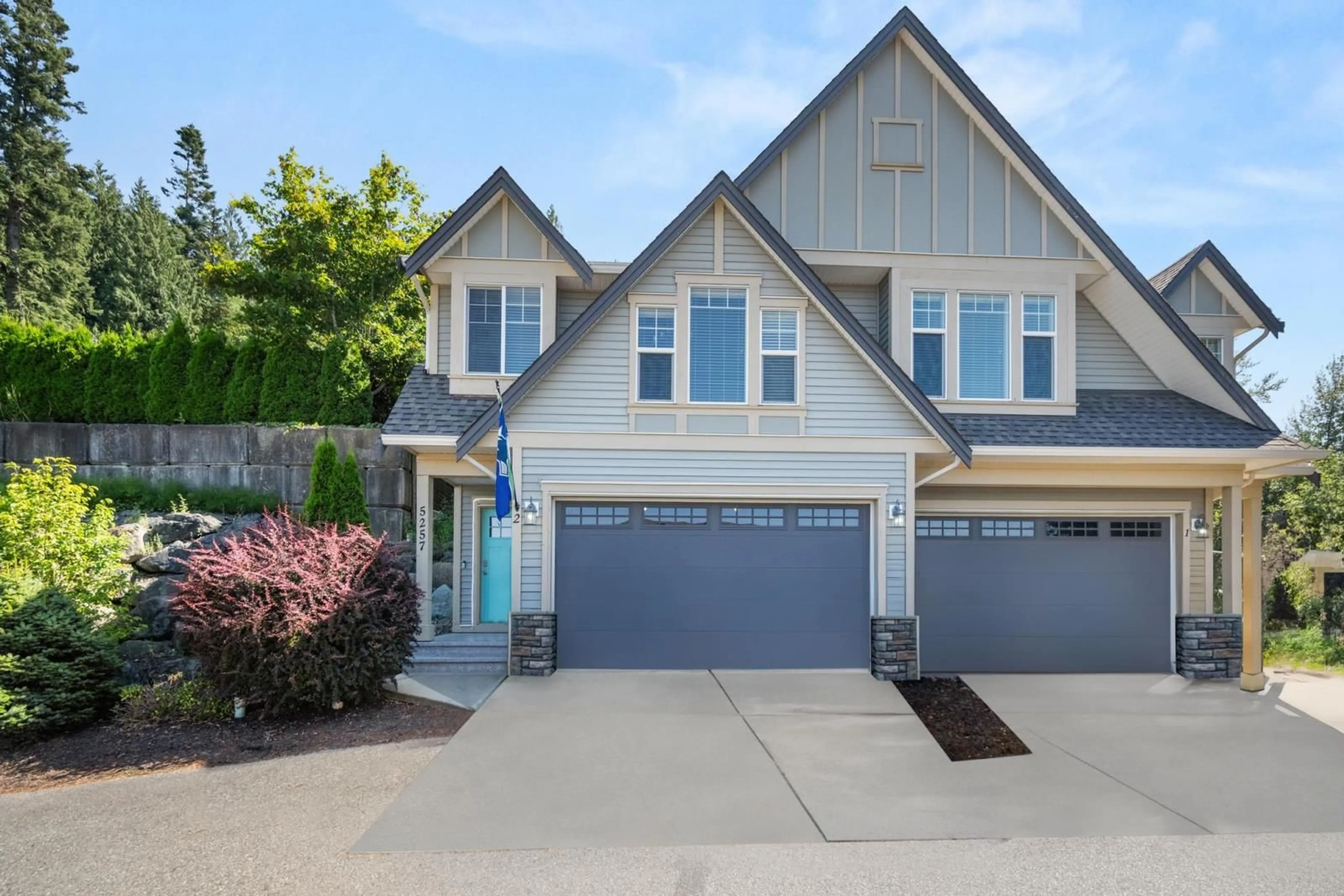 Home with vinyl exterior material, street for 2 5257 MARKEL DRIVE|Promontory, Chilliwack British Columbia V2R5R9