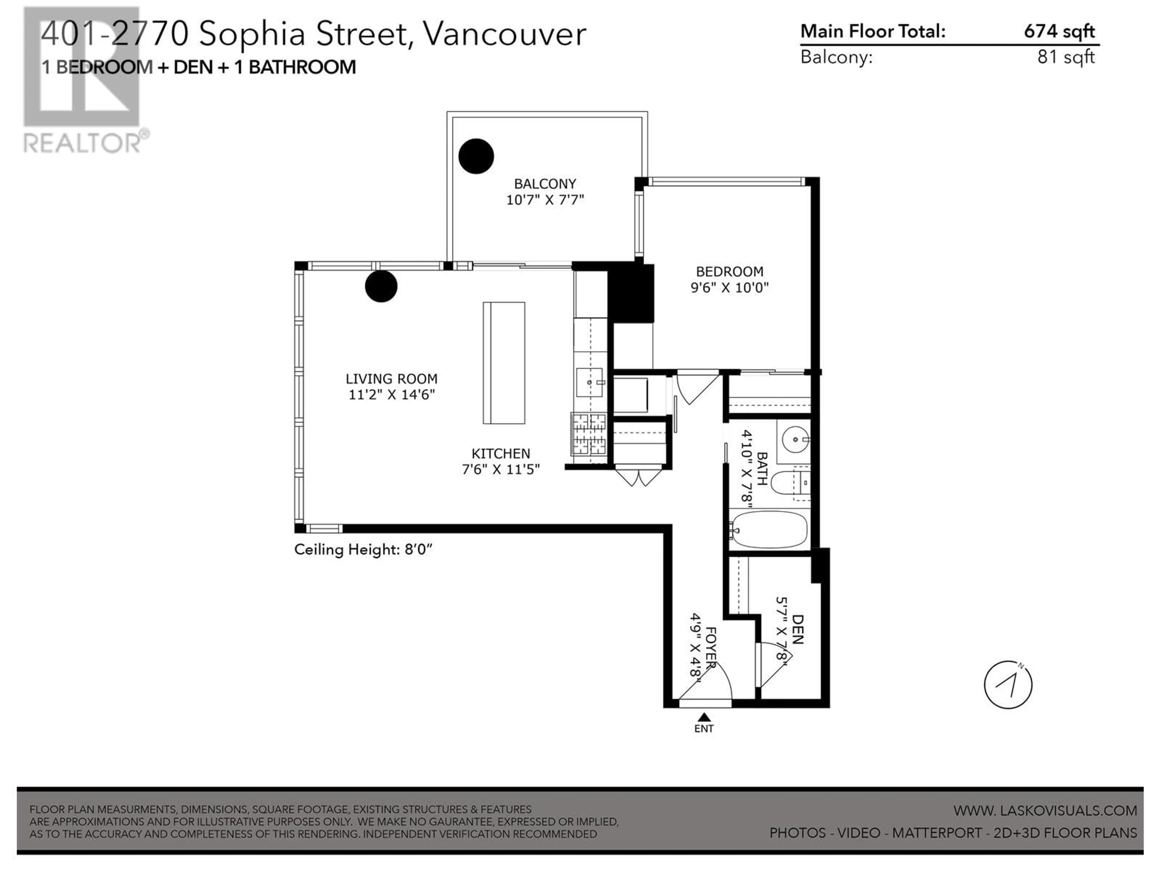 Floor plan for 401 2770 SOPHIA STREET, Vancouver British Columbia V5Y0A4