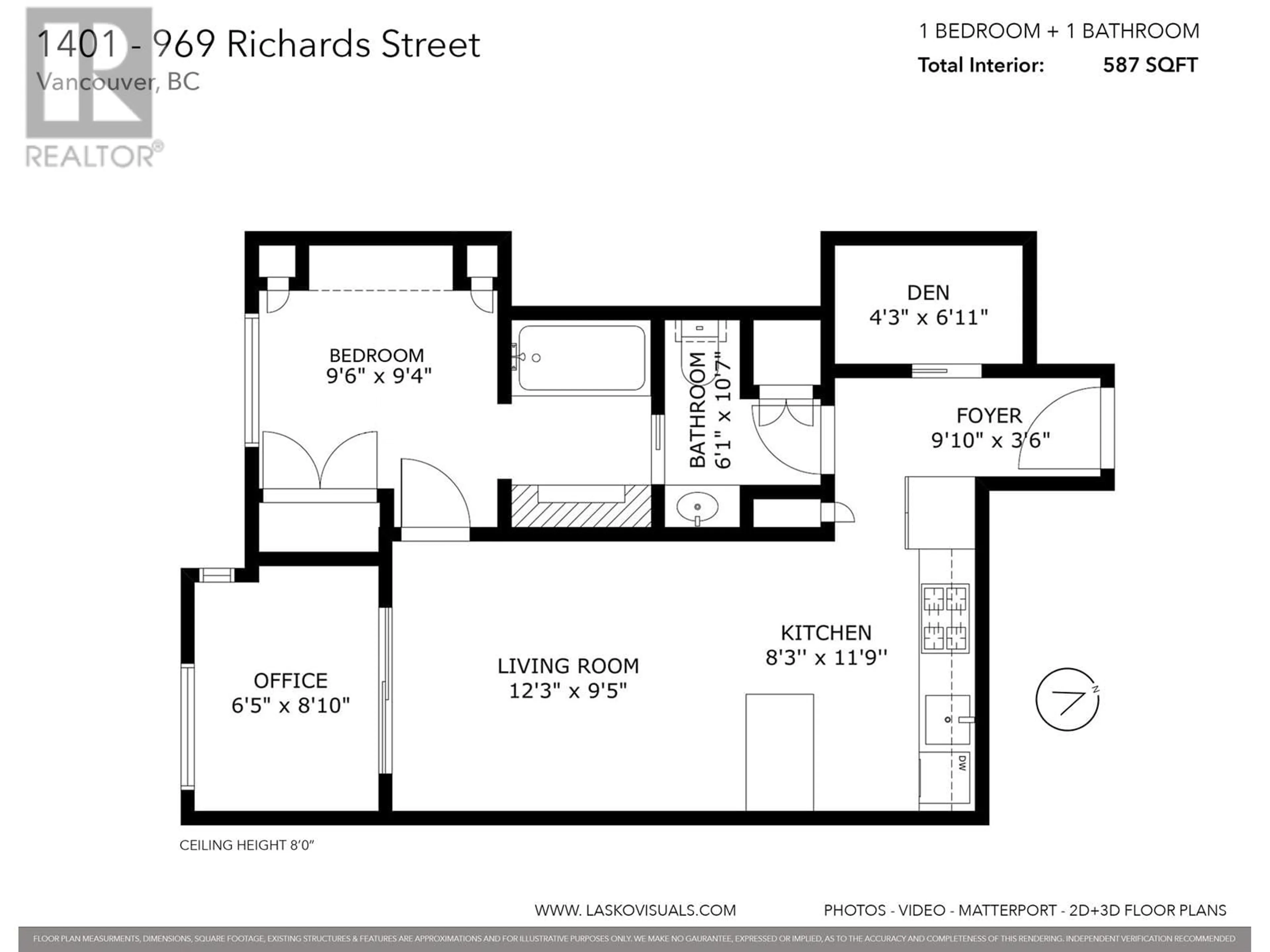 Floor plan for 1401 969 RICHARDS STREET, Vancouver British Columbia V6B1A8