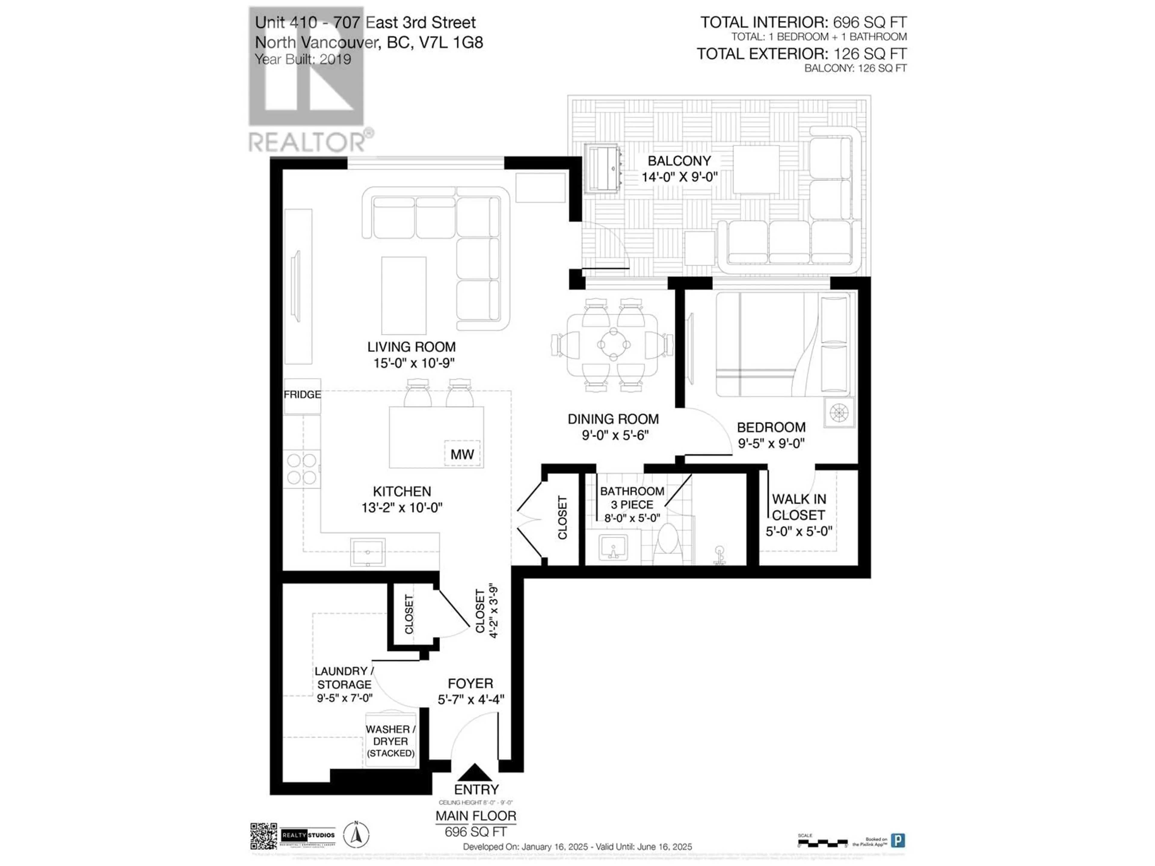 Floor plan for 410 707 E 3RD STREET, North Vancouver British Columbia V7L1G8