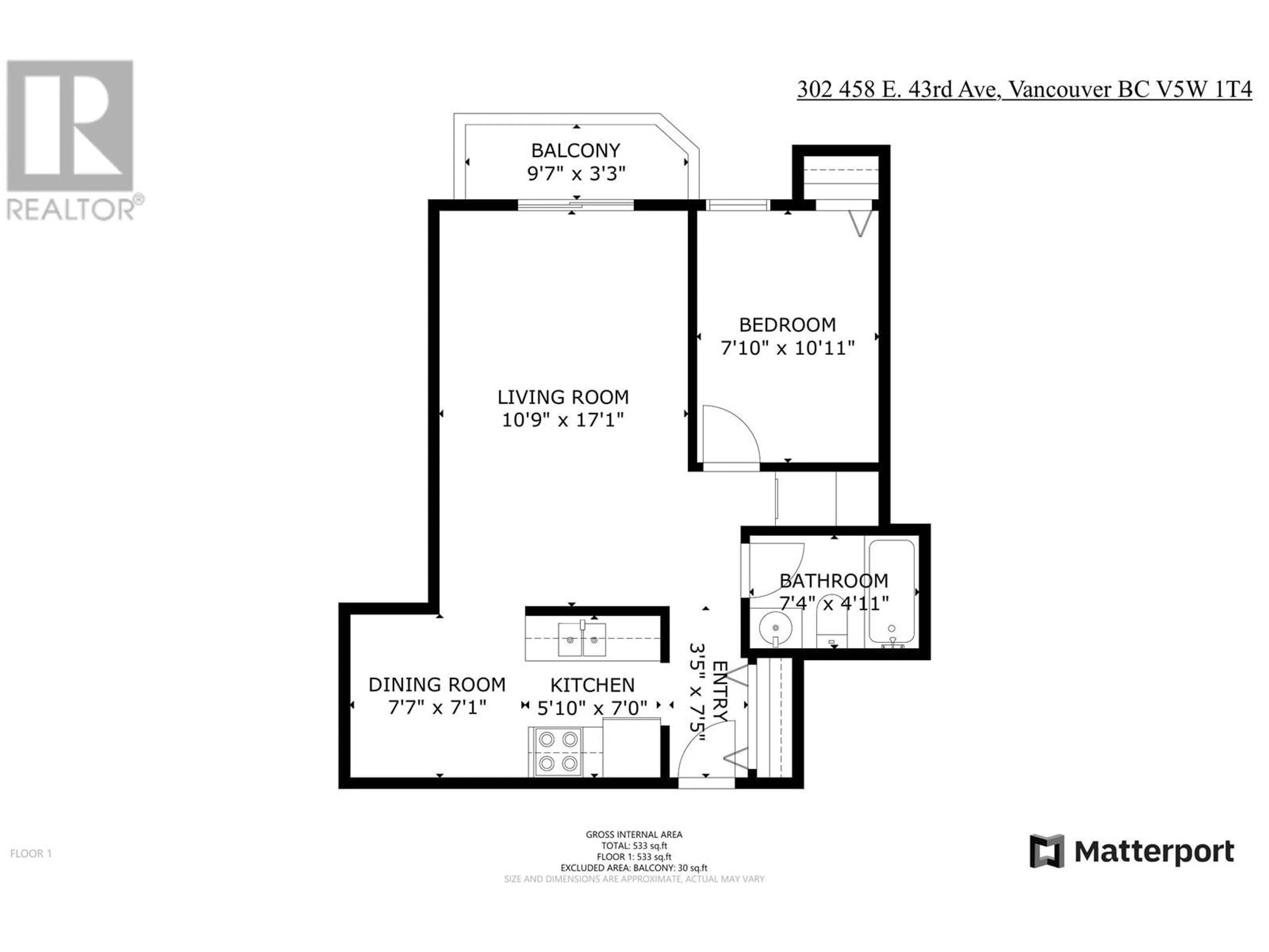 Floor plan for 302 458 E 43RD AVENUE, Vancouver British Columbia V5W1T4