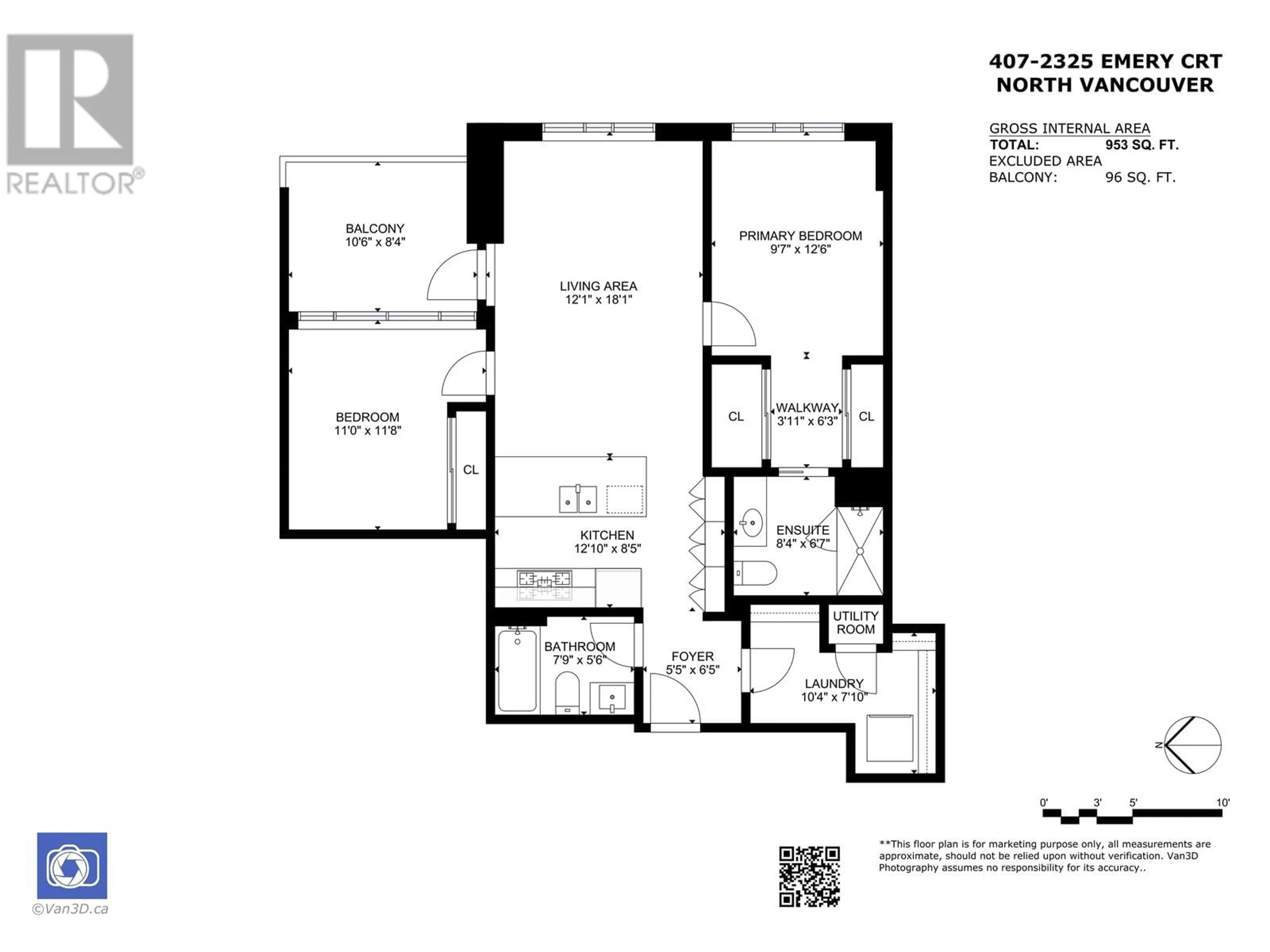 Floor plan for 407 2325 EMERY COURT, North Vancouver British Columbia V7J0E8