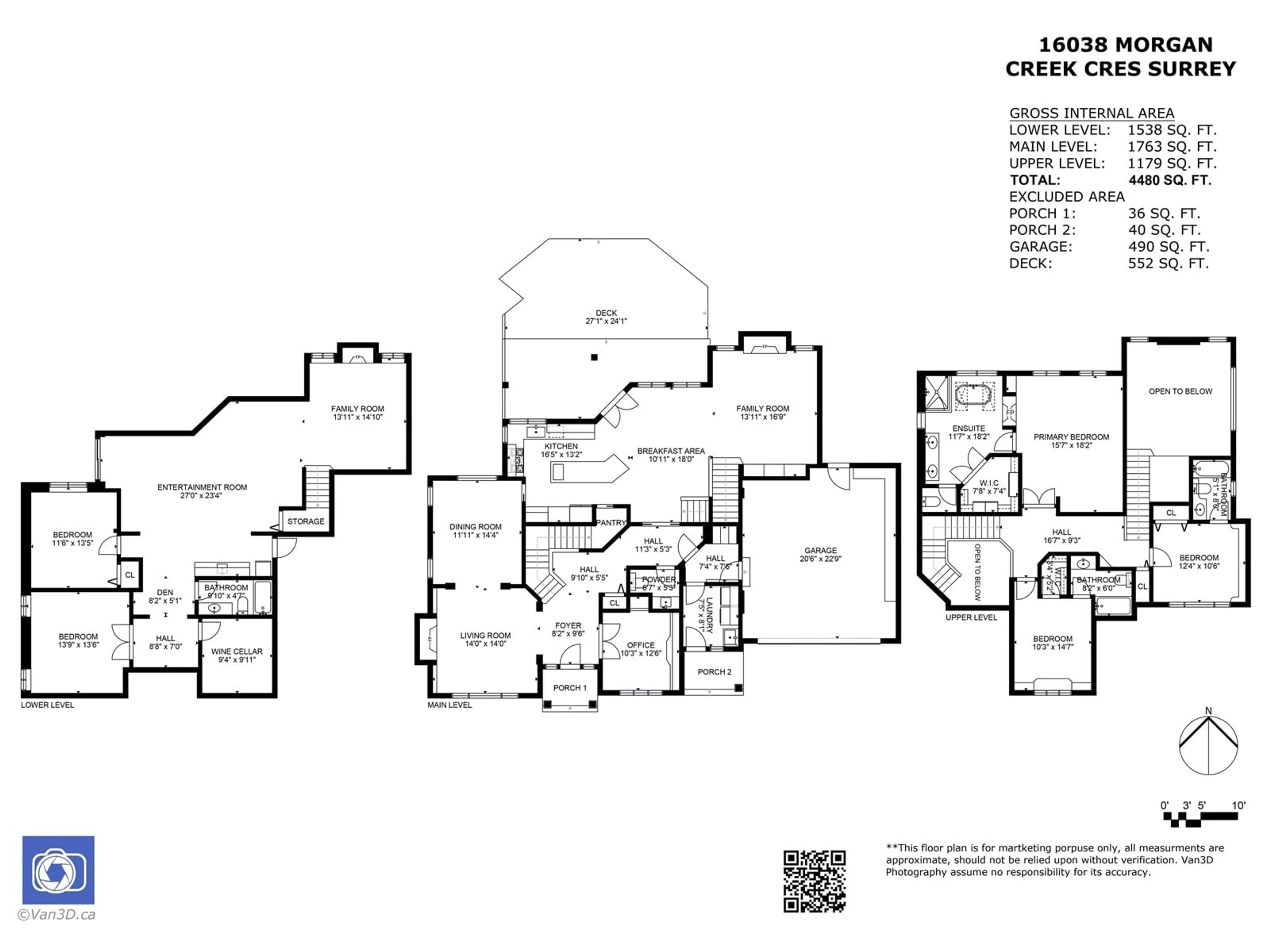 Floor plan for 16038 MORGAN CREEK CRESCENT, Surrey British Columbia V3Z0J2