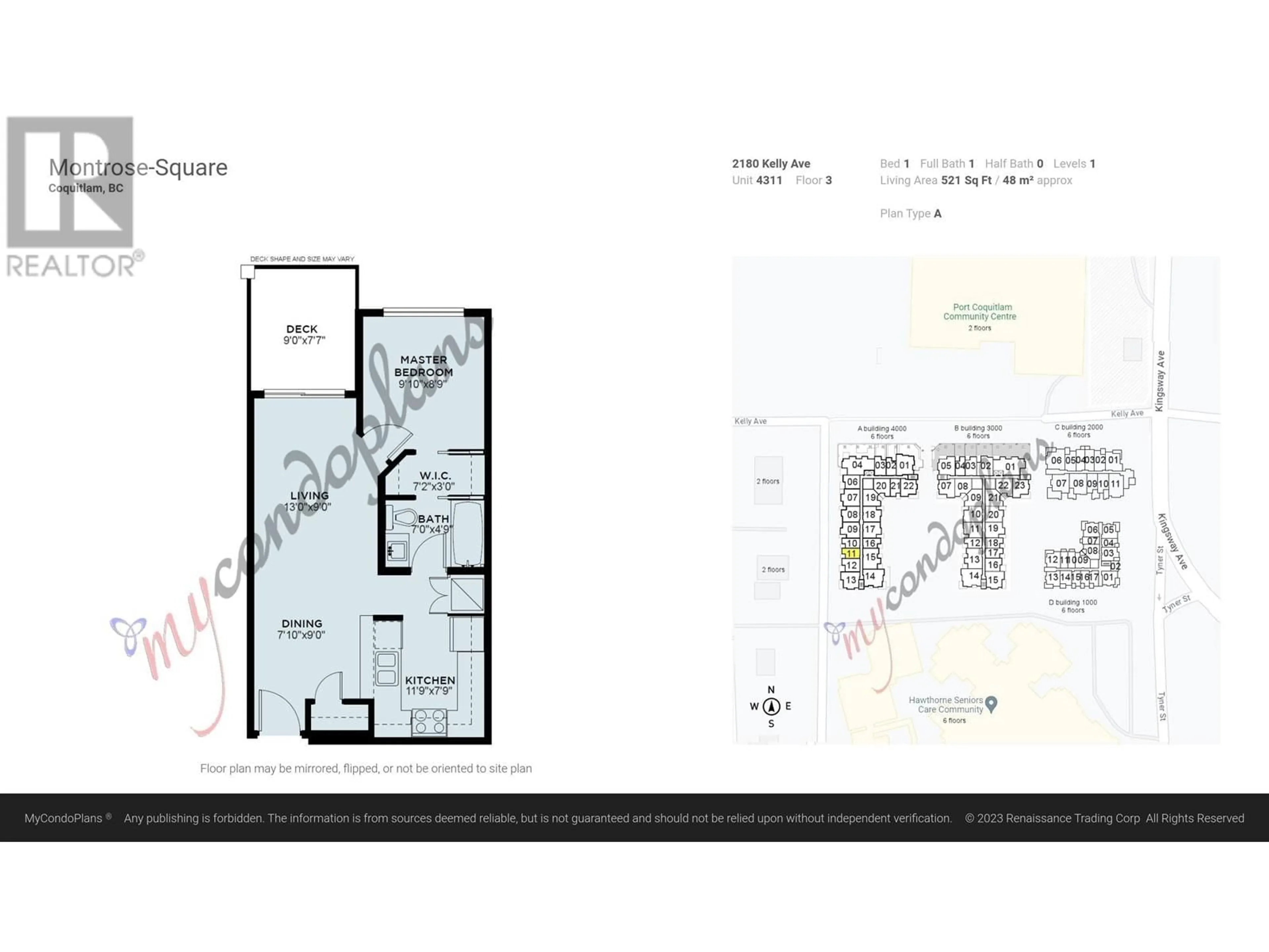 Floor plan for 4311 2180 KELLY AVENUE, Port Coquitlam British Columbia V3C0L1