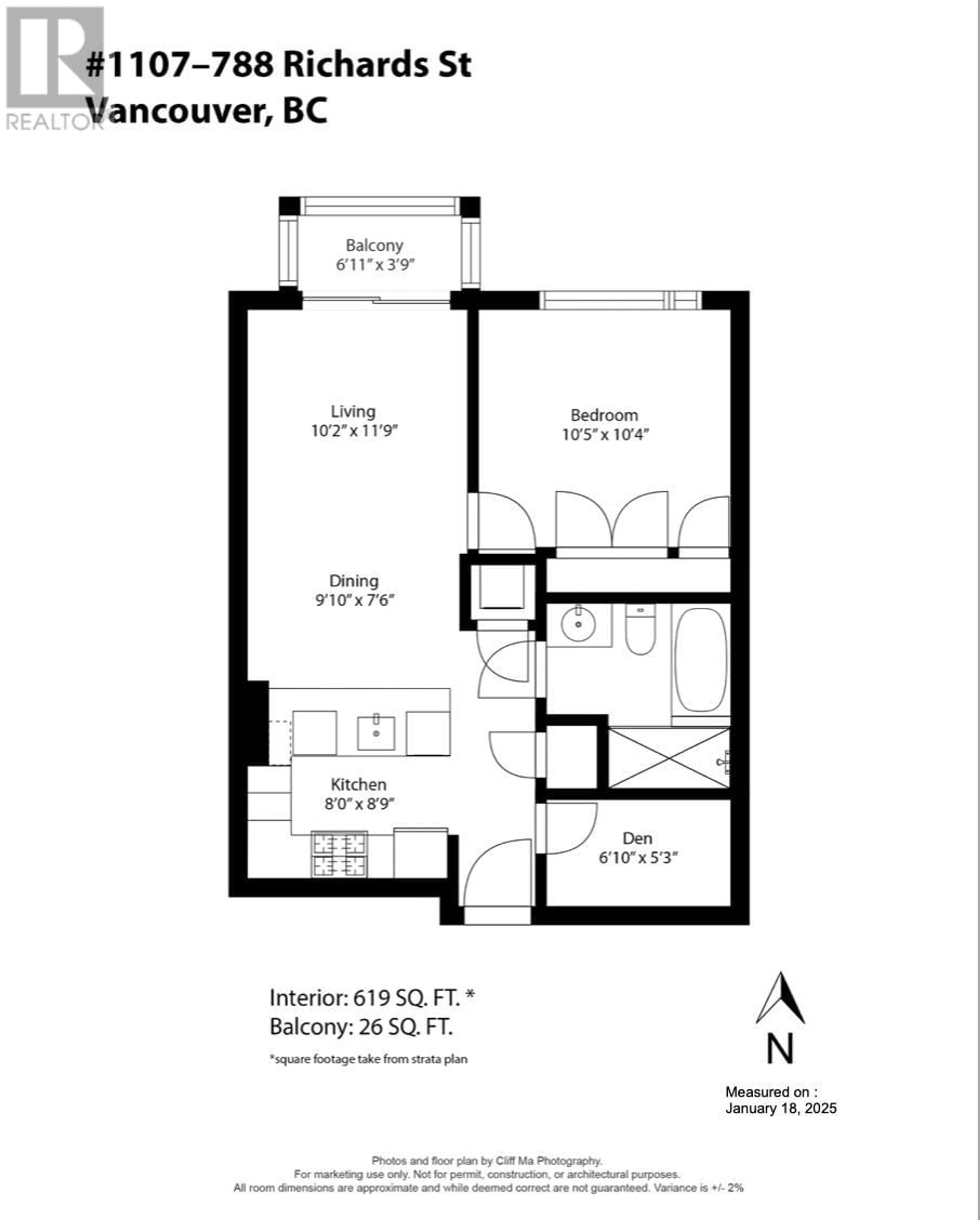 Floor plan for 1107 788 RICHARDS STREET, Vancouver British Columbia V6B0C7