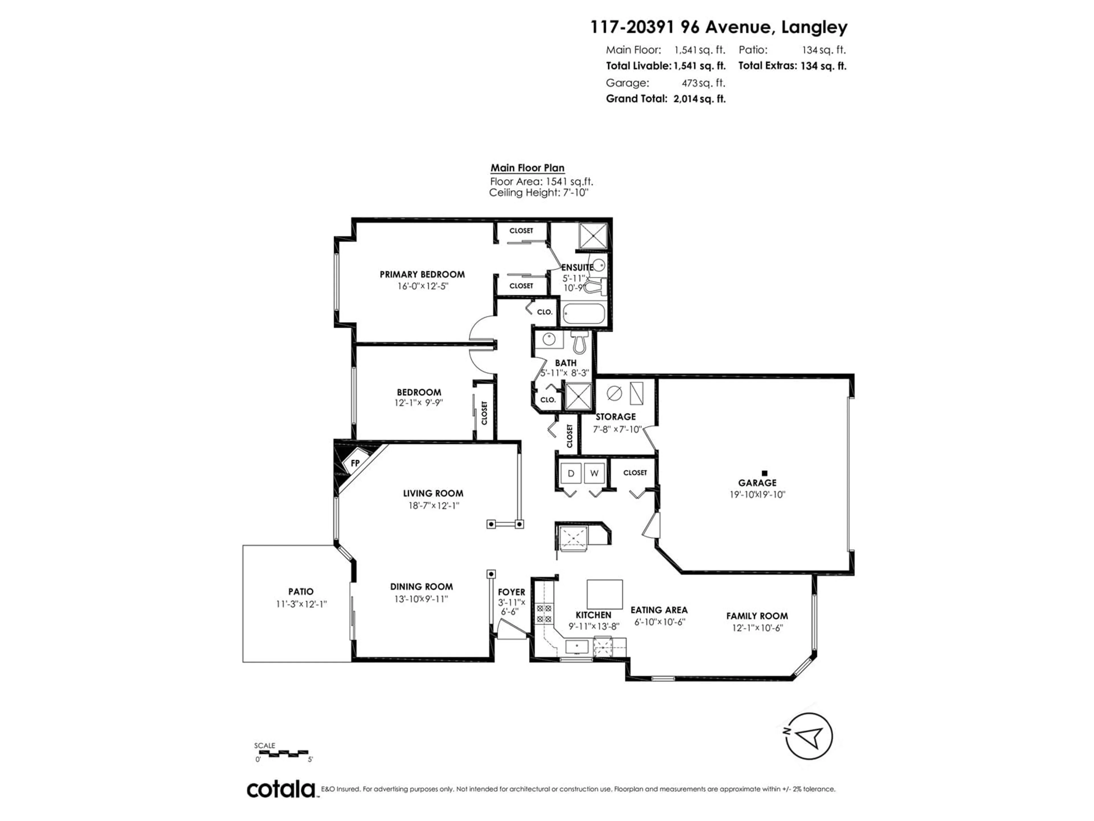 Floor plan for 117 - 20391 96, Langley British Columbia V1M2L2