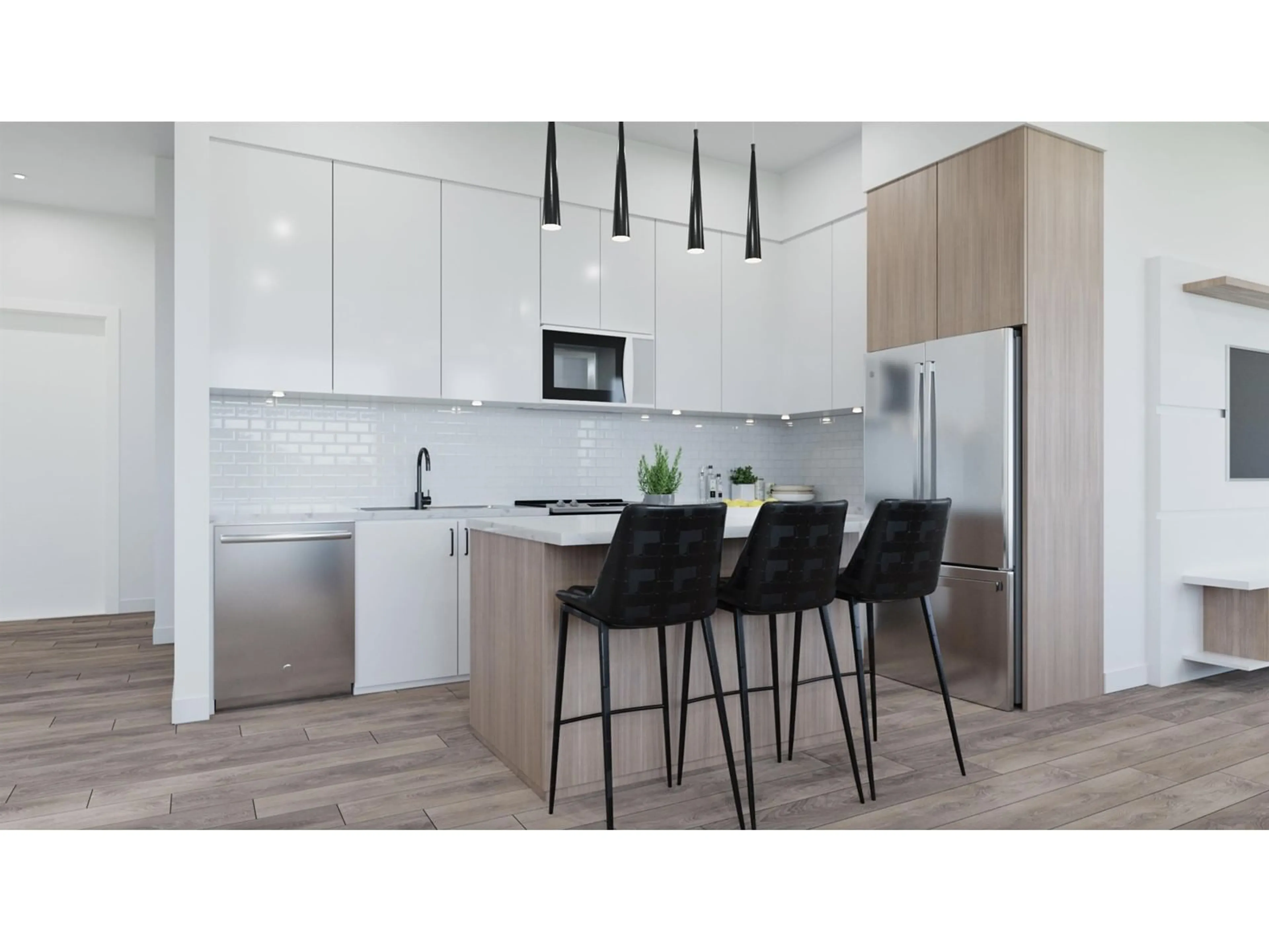 Contemporary kitchen, wood/laminate floor for 415 163 175A AVENUE, Surrey British Columbia V0V0V0