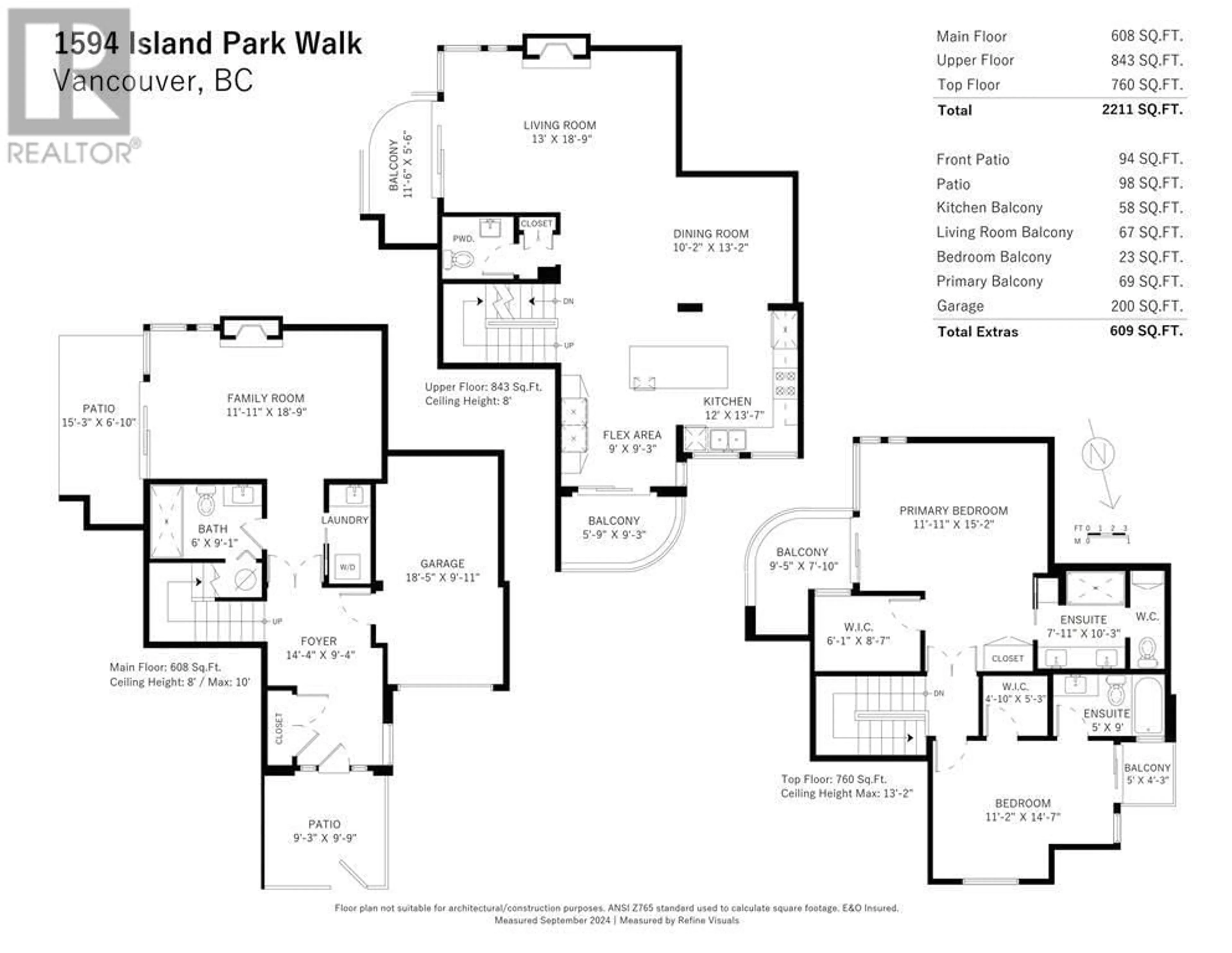 Floor plan for 1594 ISLAND PARK WALK, Vancouver British Columbia V6H3Z8