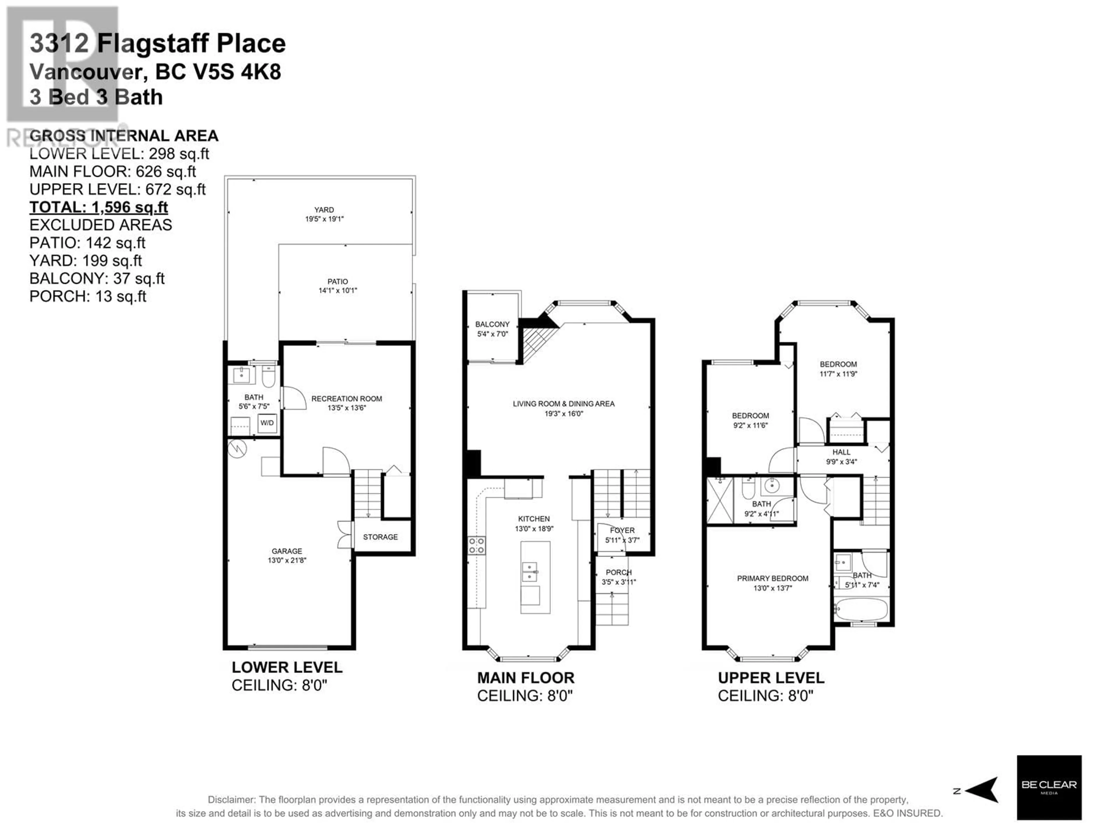 Floor plan for 3312 FLAGSTAFF PLACE, Vancouver British Columbia V5S4K8