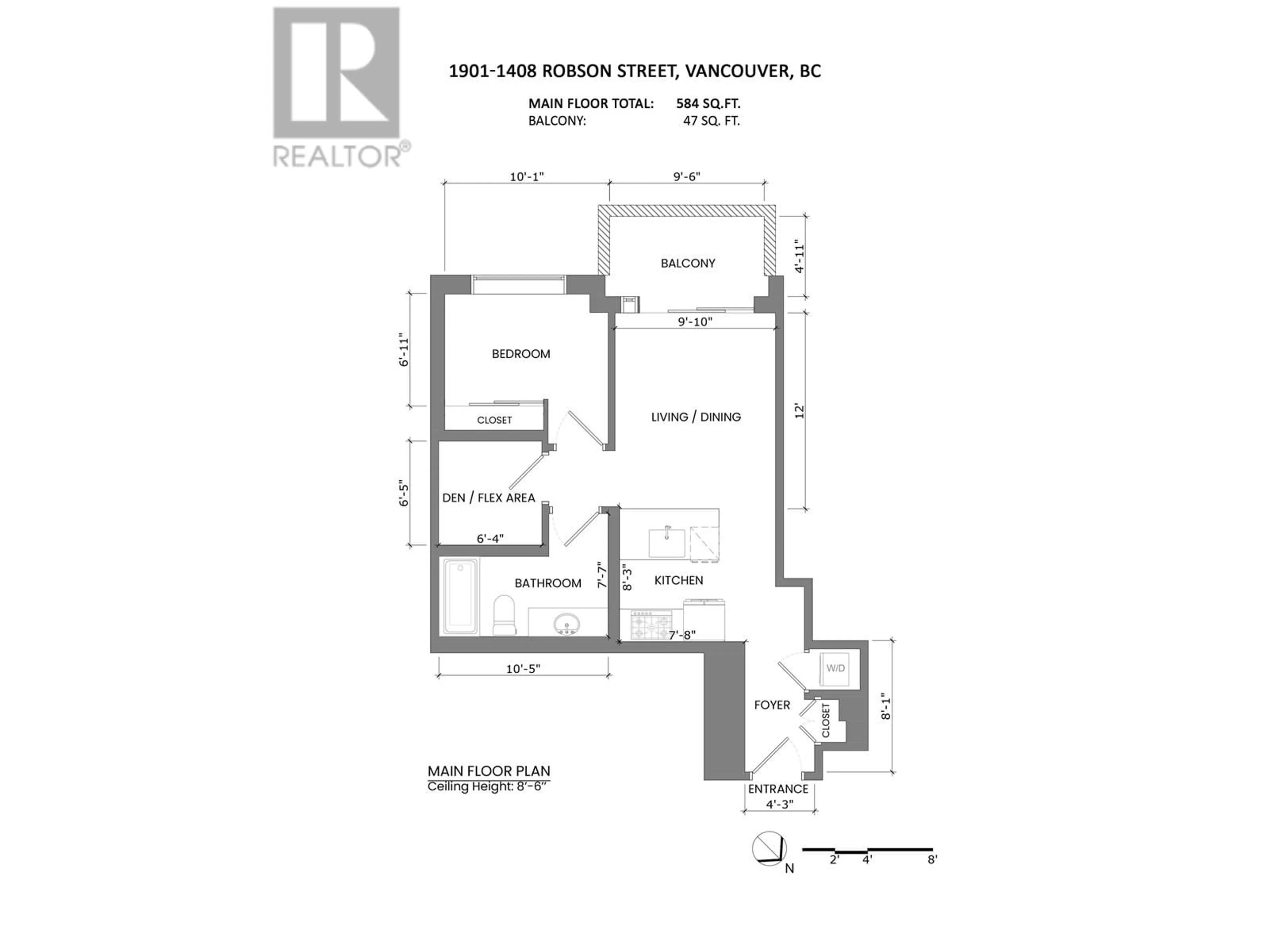 Floor plan for 1901 - 1408 ROBSON STREET, Vancouver British Columbia V6G1B9