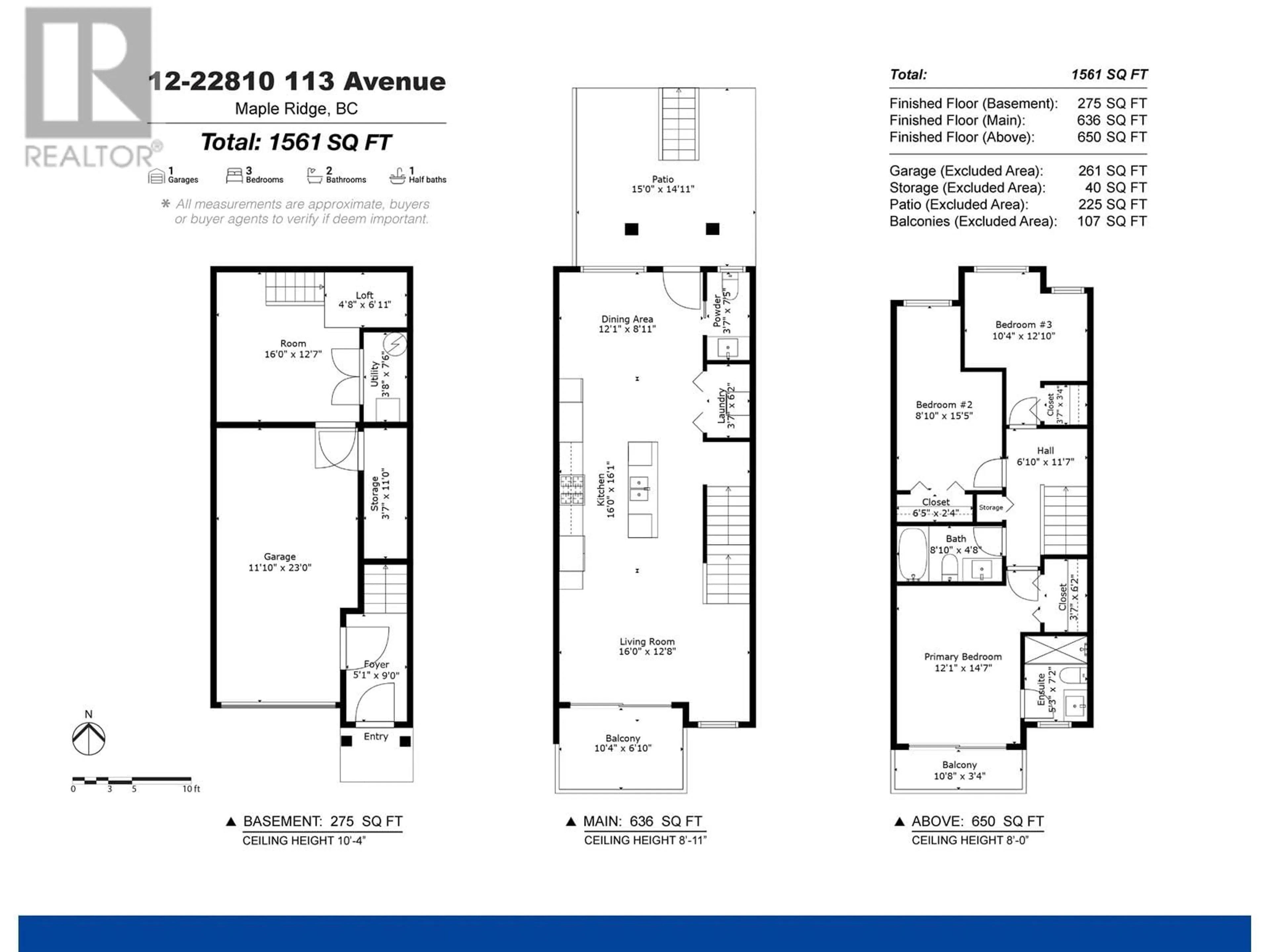 Floor plan for 12 22810 113 AVENUE, Maple Ridge British Columbia V3X3N2