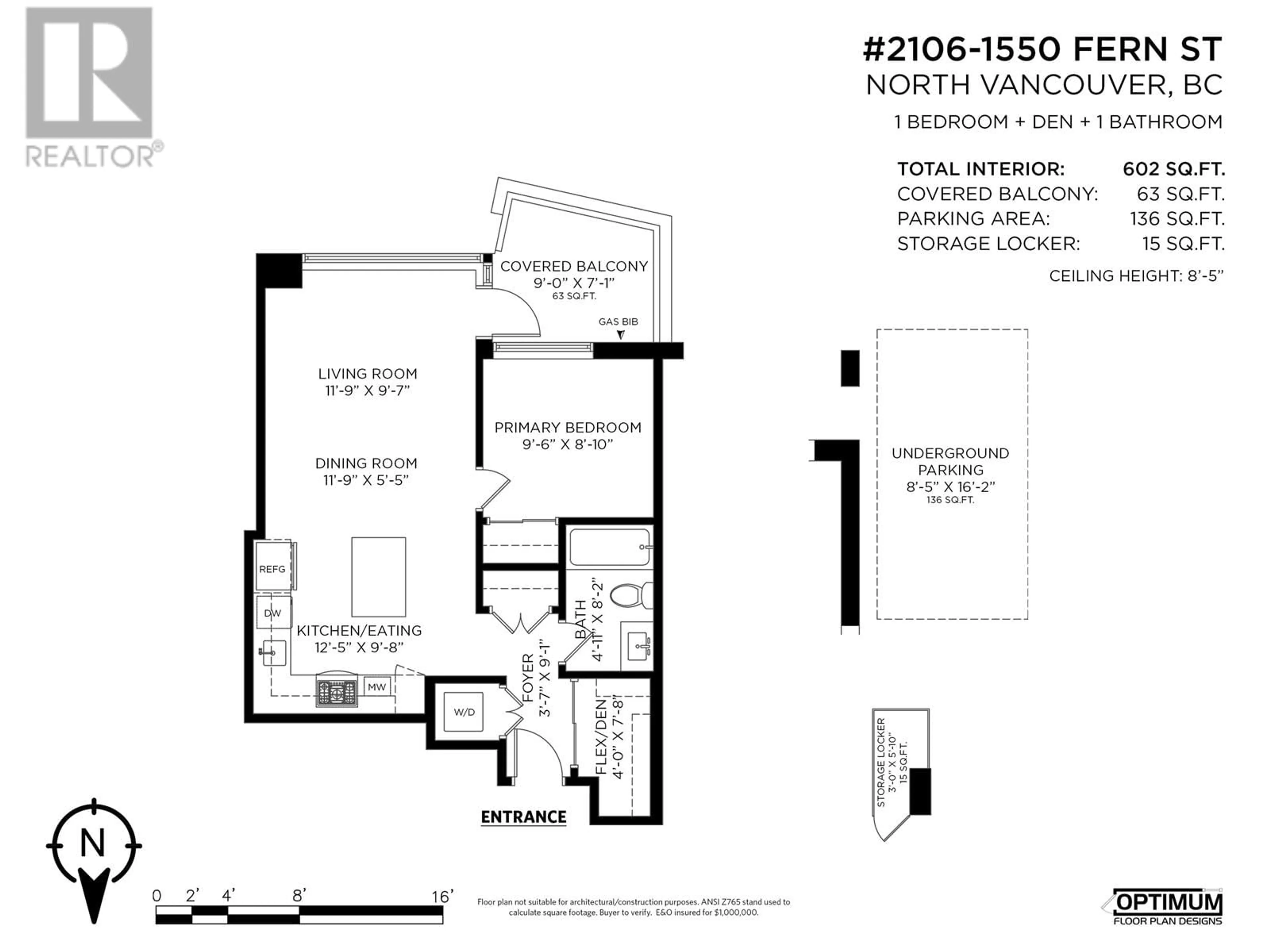 Floor plan for 2106 1550 FERN STREET, North Vancouver British Columbia V7J0A9