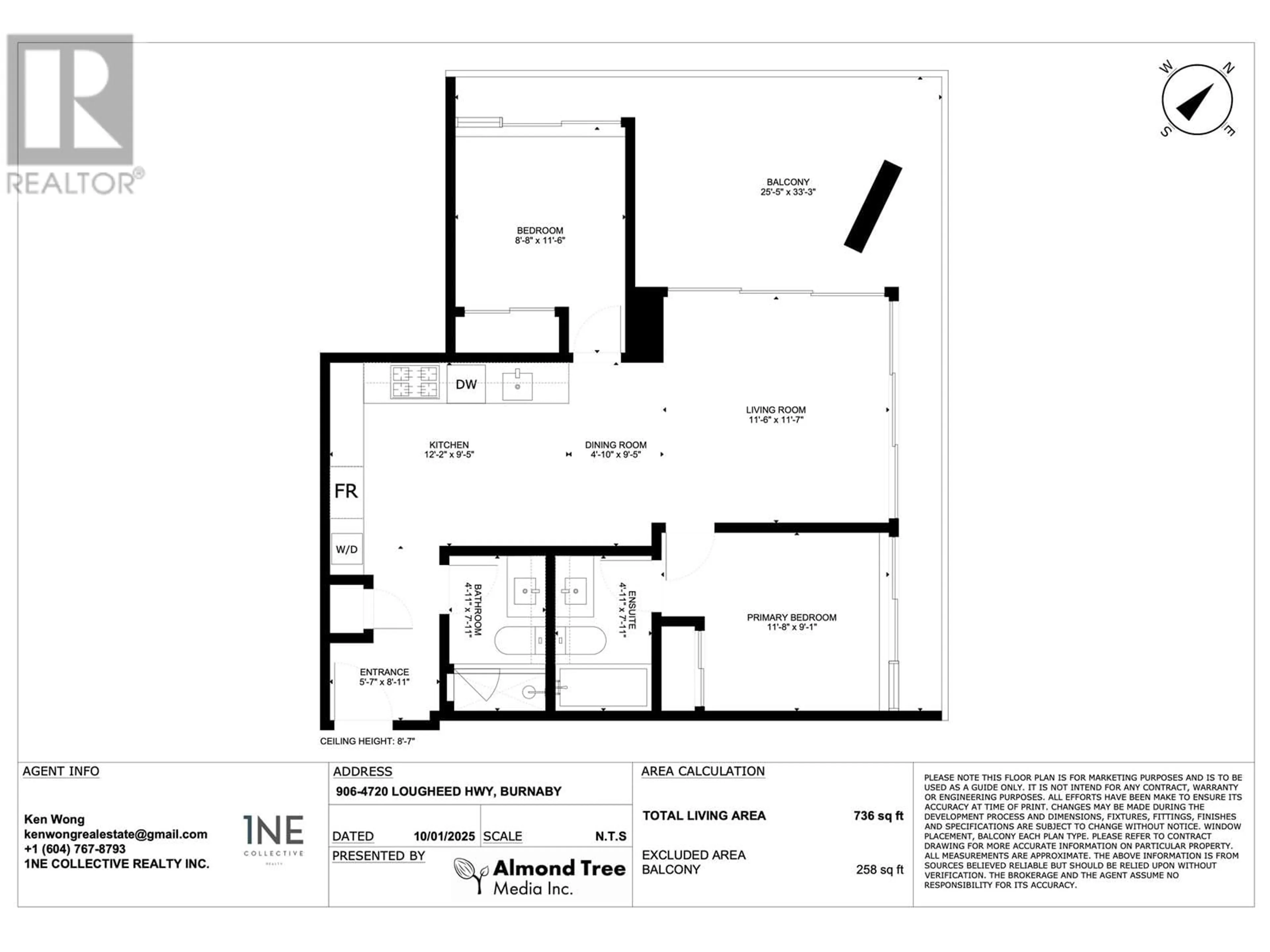 Floor plan for 906 - 4720 LOUGHEED HIGHWAY, Burnaby British Columbia V5C0M8