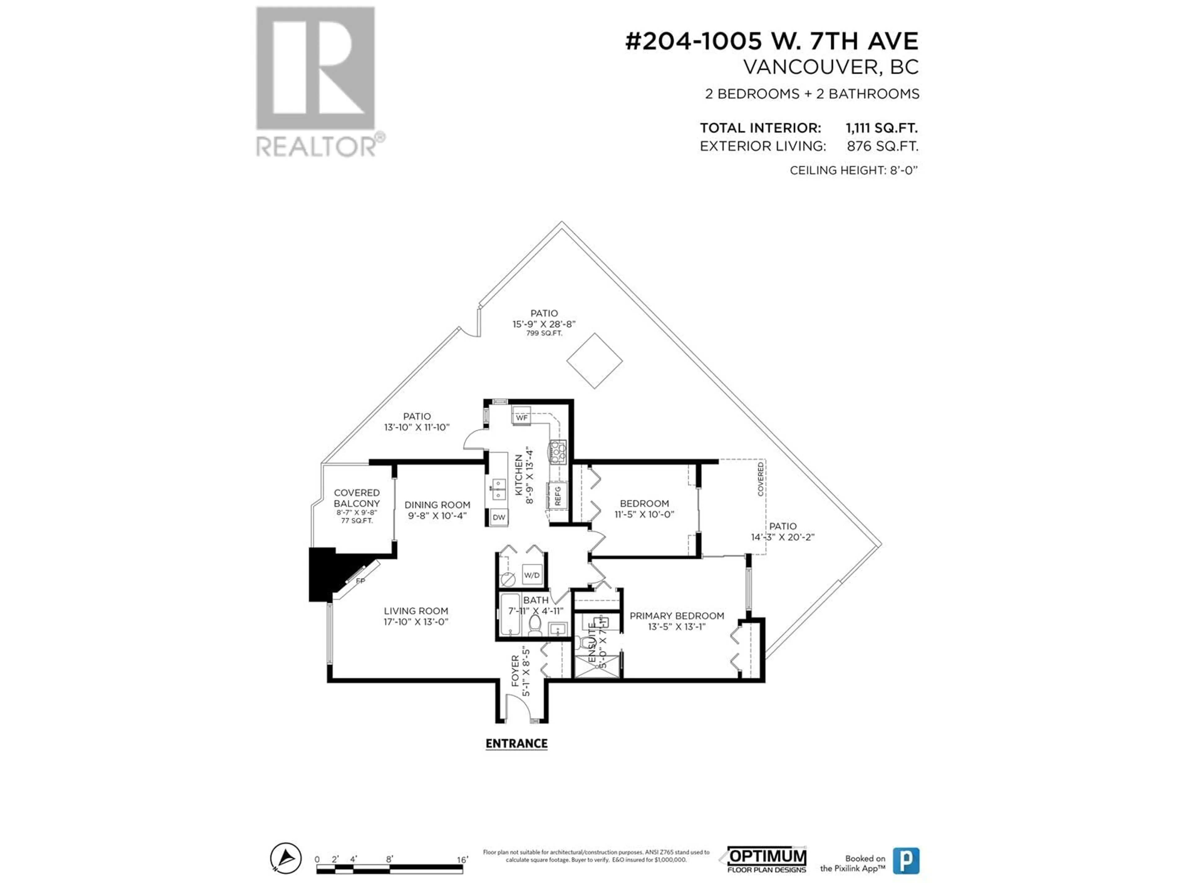 Floor plan for 204 1005 W 7TH AVENUE, Vancouver British Columbia V6H1B2