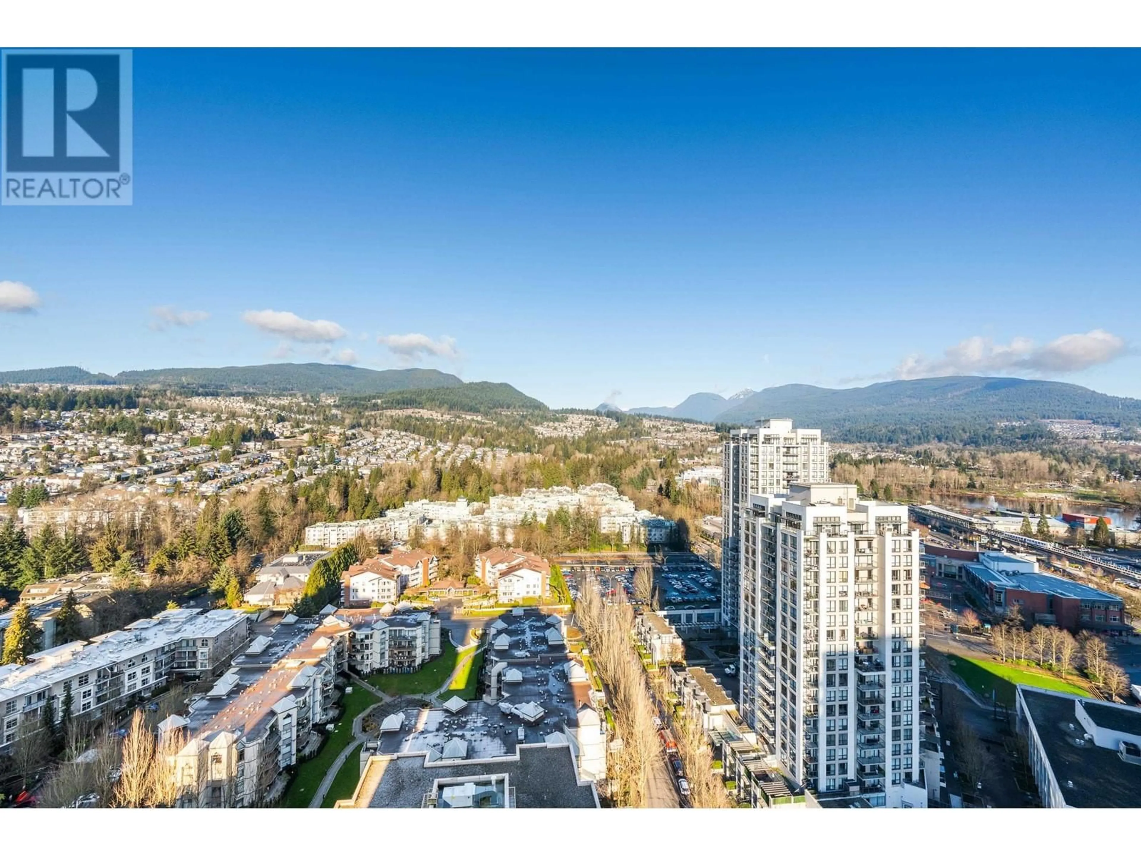 A pic from outside/outdoor area/front of a property/back of a property/a pic from drone, mountain view for 3103 2978 GLEN DRIVE, Coquitlam British Columbia V3B0C3