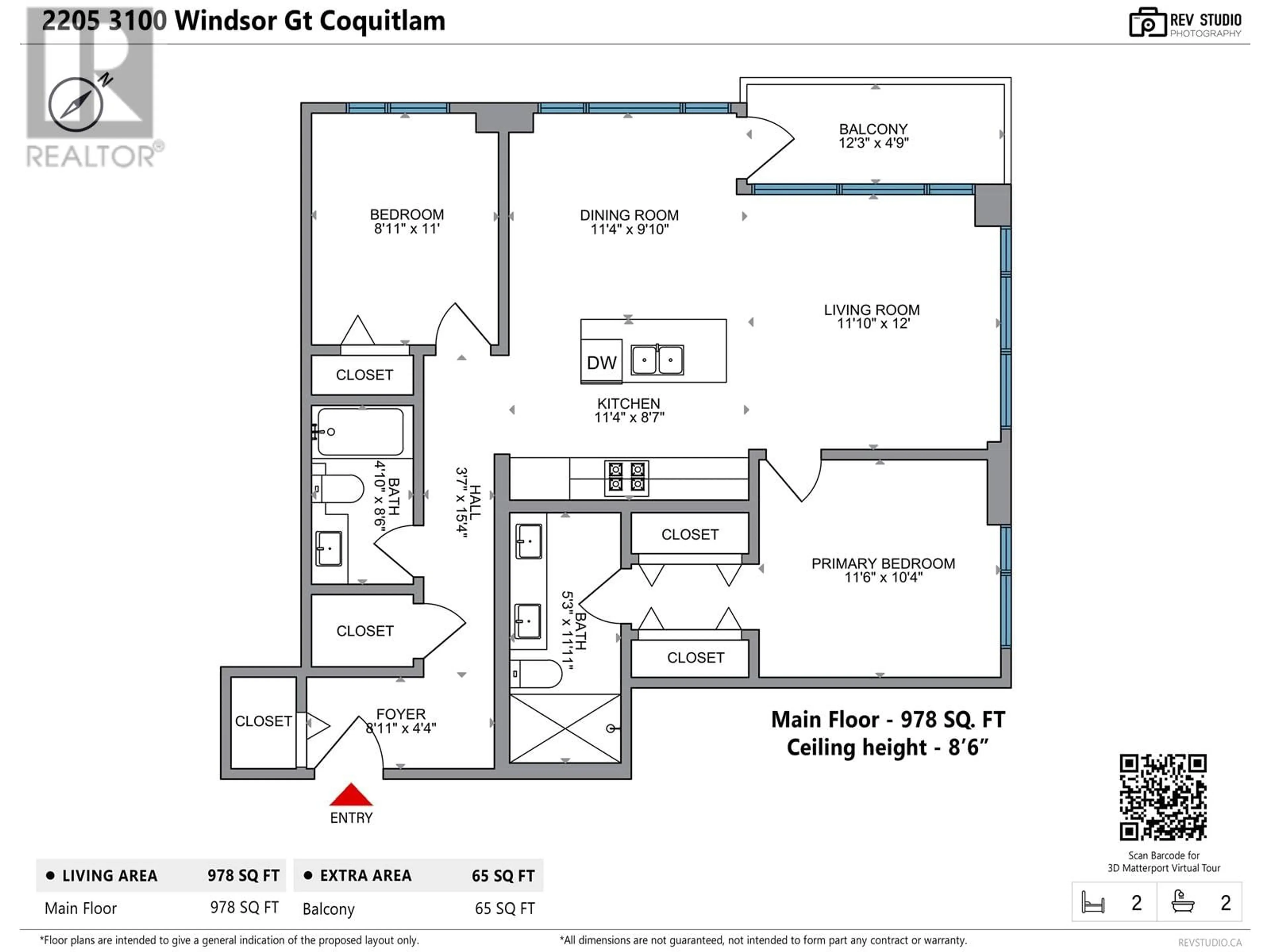 Floor plan for 2205 3100 WINDSOR GATE, Coquitlam British Columbia V3B0P3