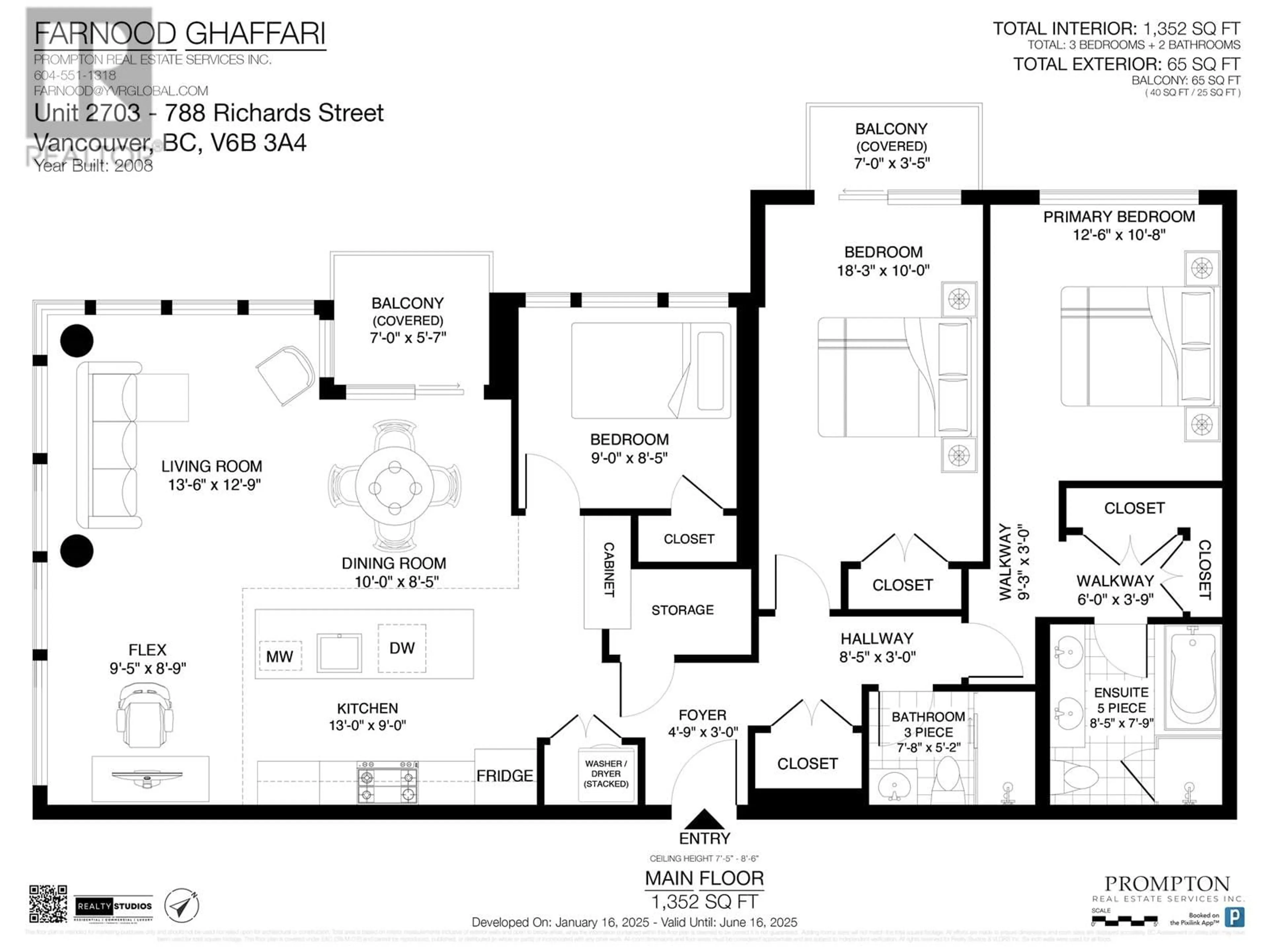 Floor plan for 2703 788 RICHARDS STREET, Vancouver British Columbia V6B0C7