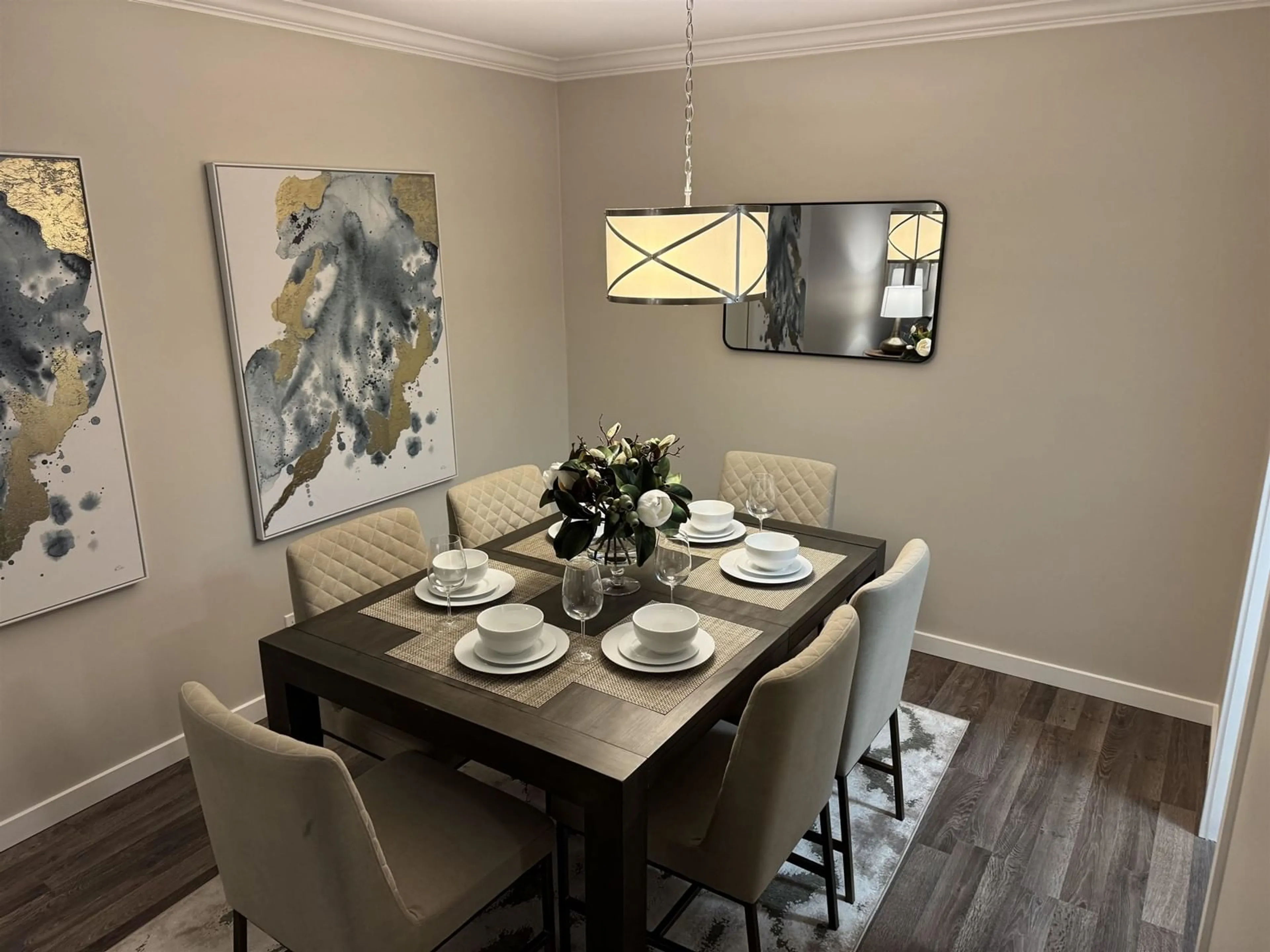 Dining room, wood/laminate floor for 314 1740 SOUTHMERE CRESCENT, Surrey British Columbia V4A6E4