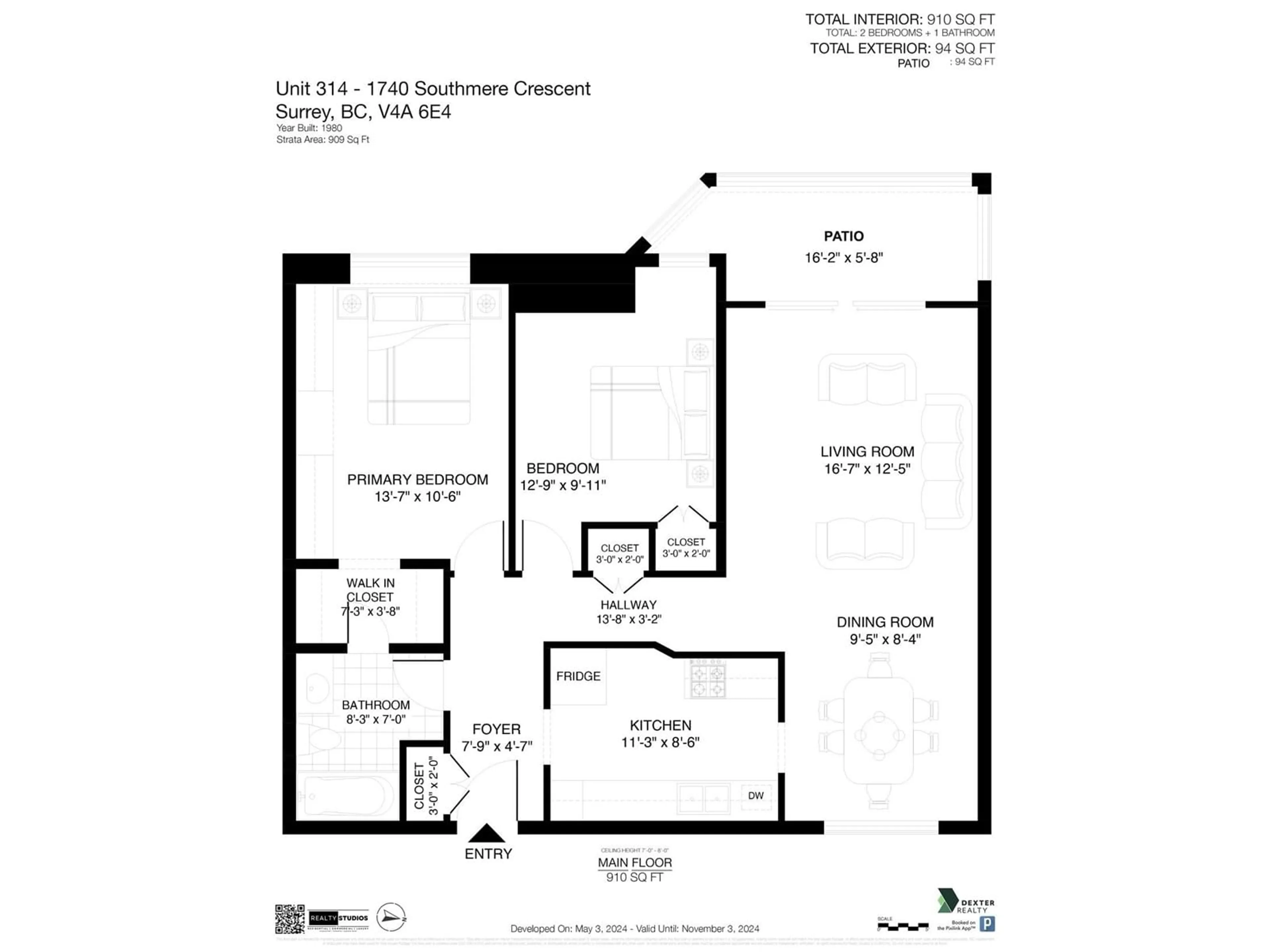 Floor plan for 314 1740 SOUTHMERE CRESCENT, Surrey British Columbia V4A6E4