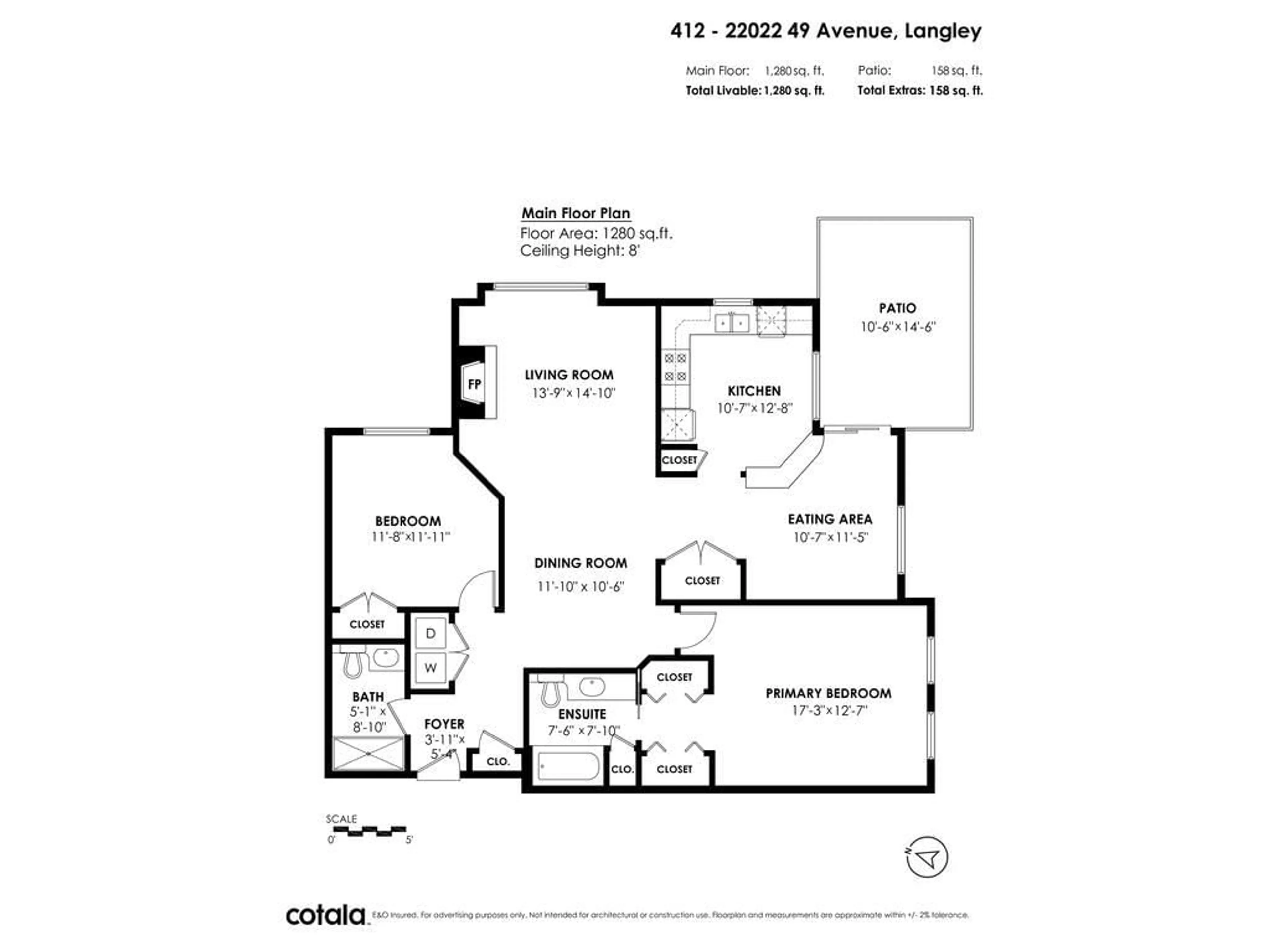 Floor plan for 412 22022 49 AVENUE, Langley British Columbia V3A3R9