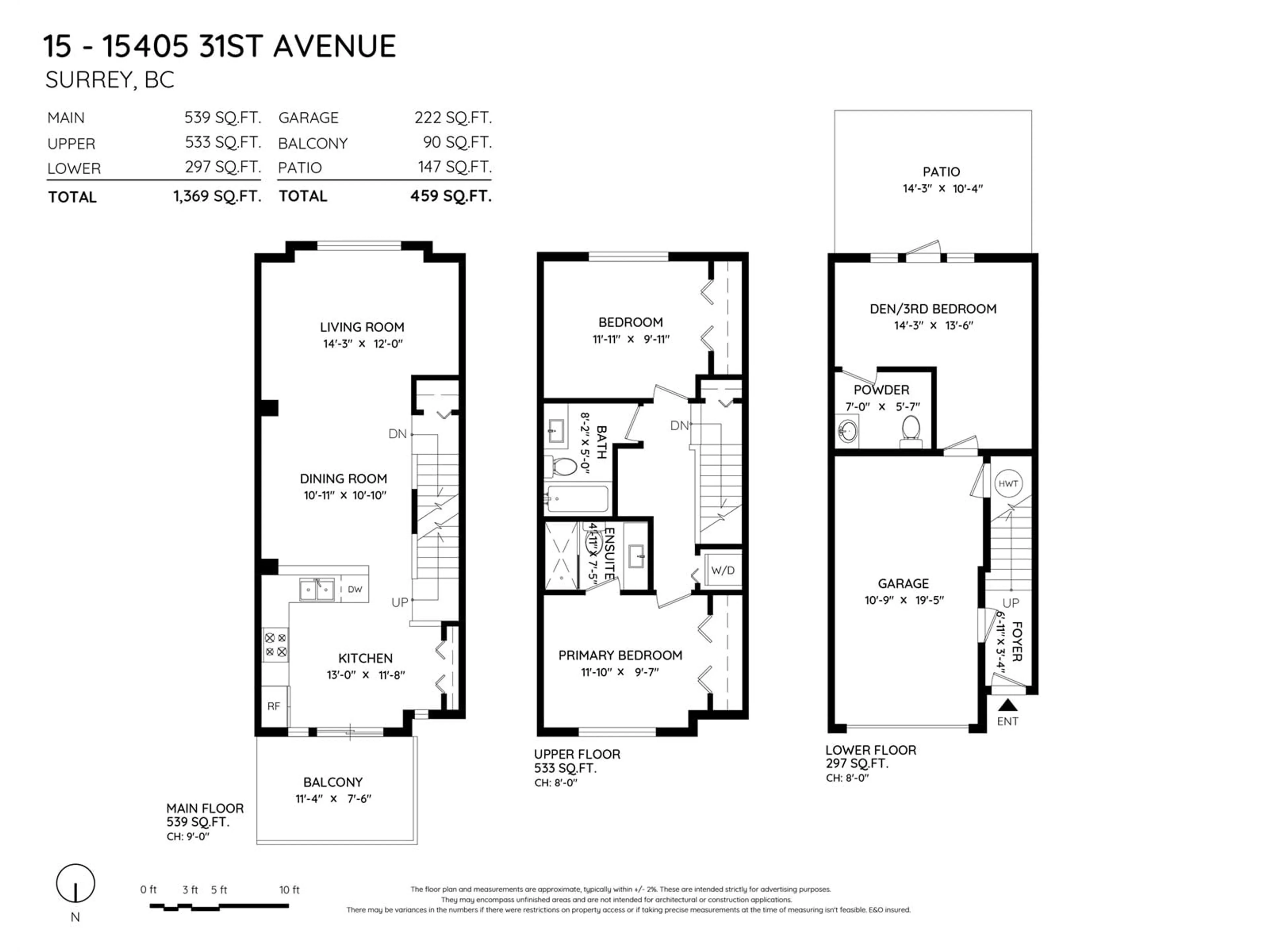 Floor plan for 15 15405 31 AVENUE, Surrey British Columbia V3Z2W5