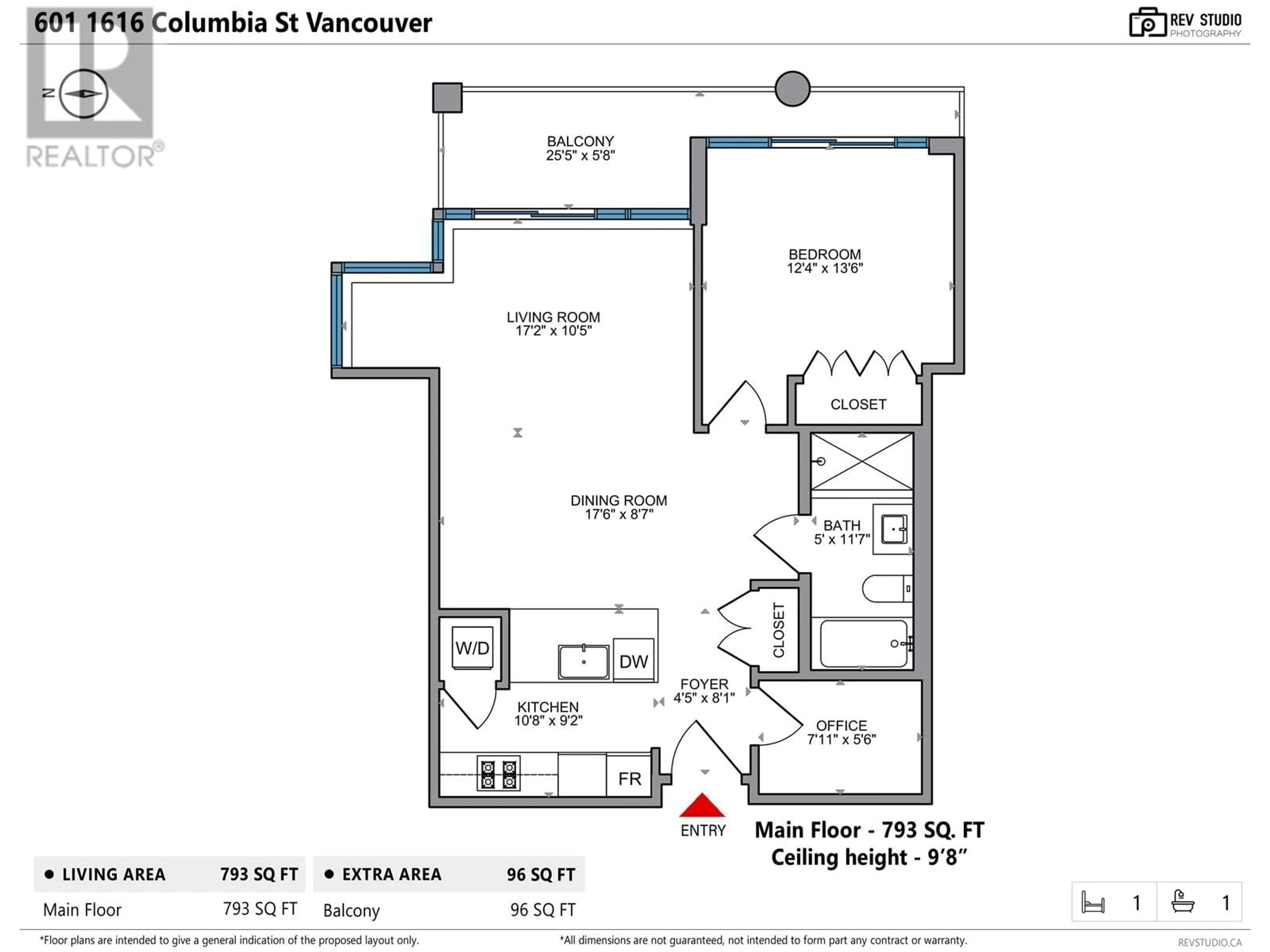 Floor plan for 601 1616 COLUMBIA STREET, Vancouver British Columbia V5Y0B7