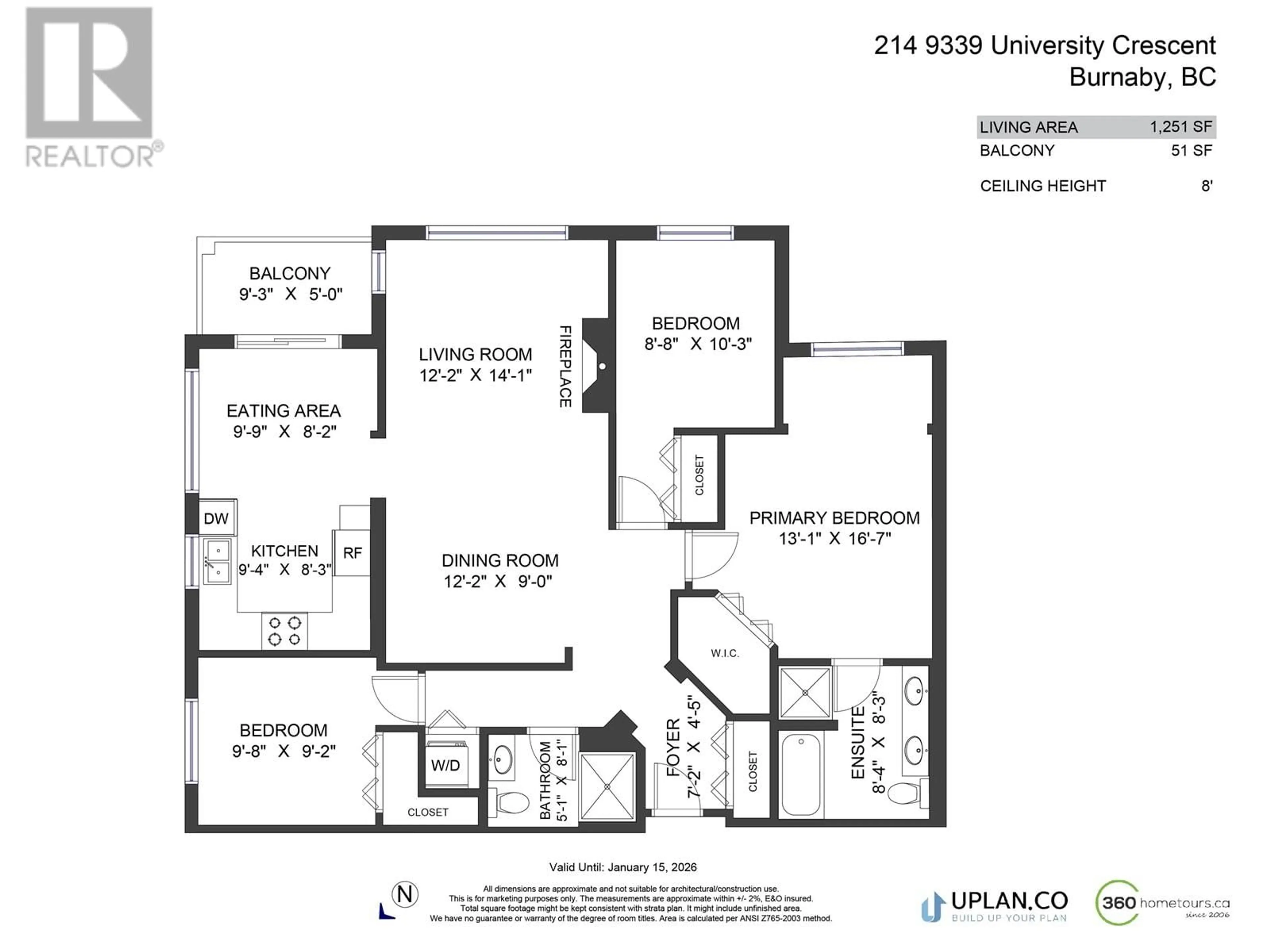 Floor plan for 214 9339 UNIVERSITY CRESCENT, Burnaby British Columbia V5A4Y1