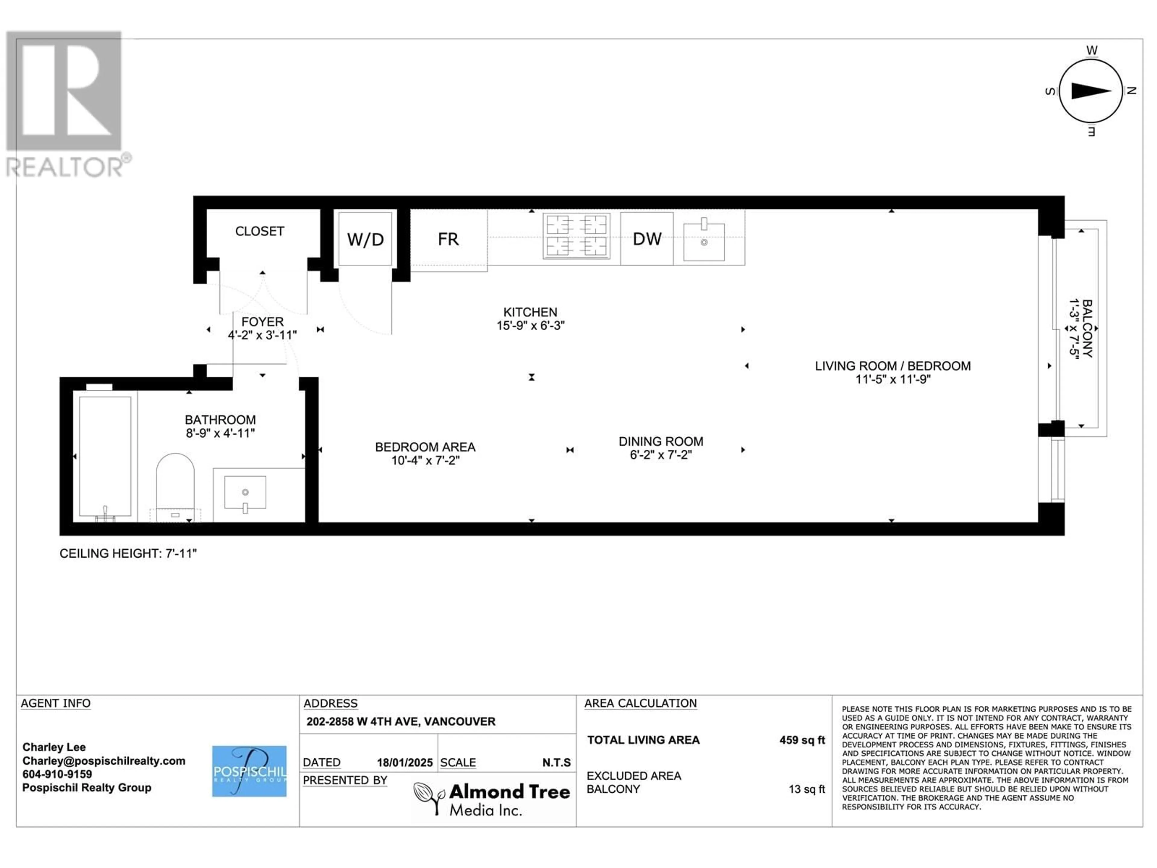 Floor plan for 202 2858 W 4TH AVENUE, Vancouver British Columbia V6K1R2