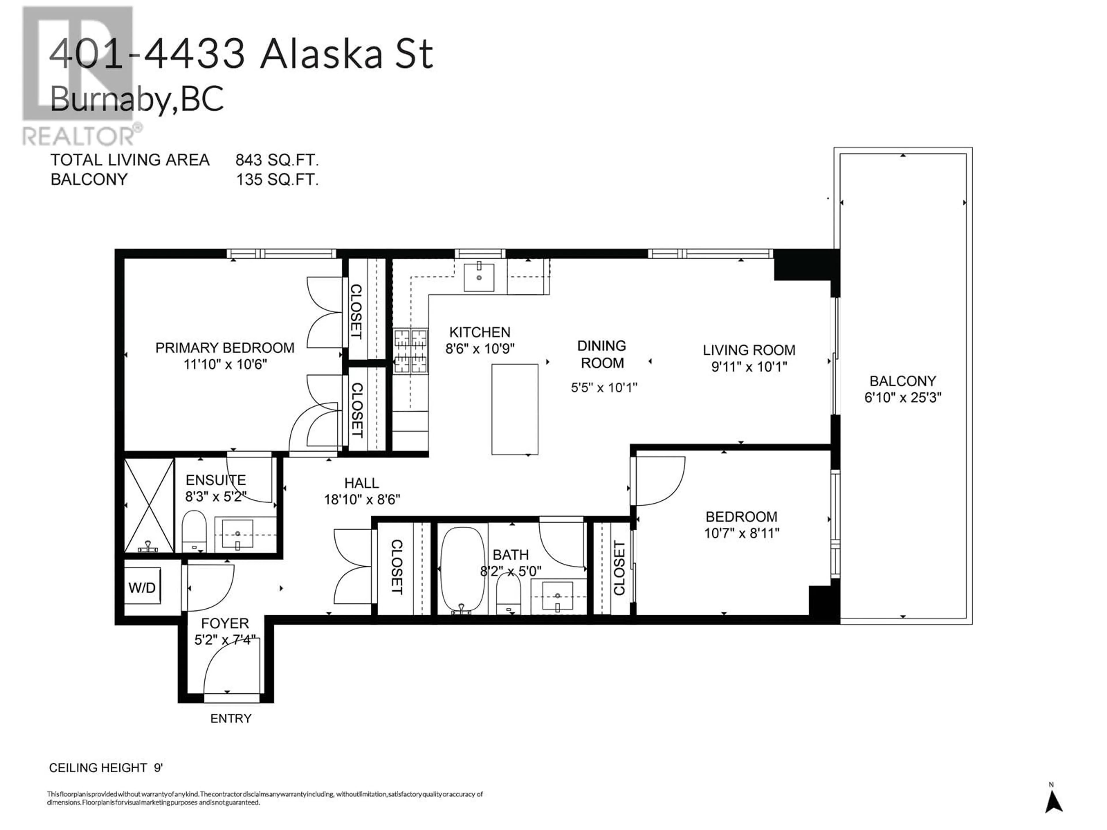 Floor plan for 401 4433 ALASKA STREET, Burnaby British Columbia V5C5T3