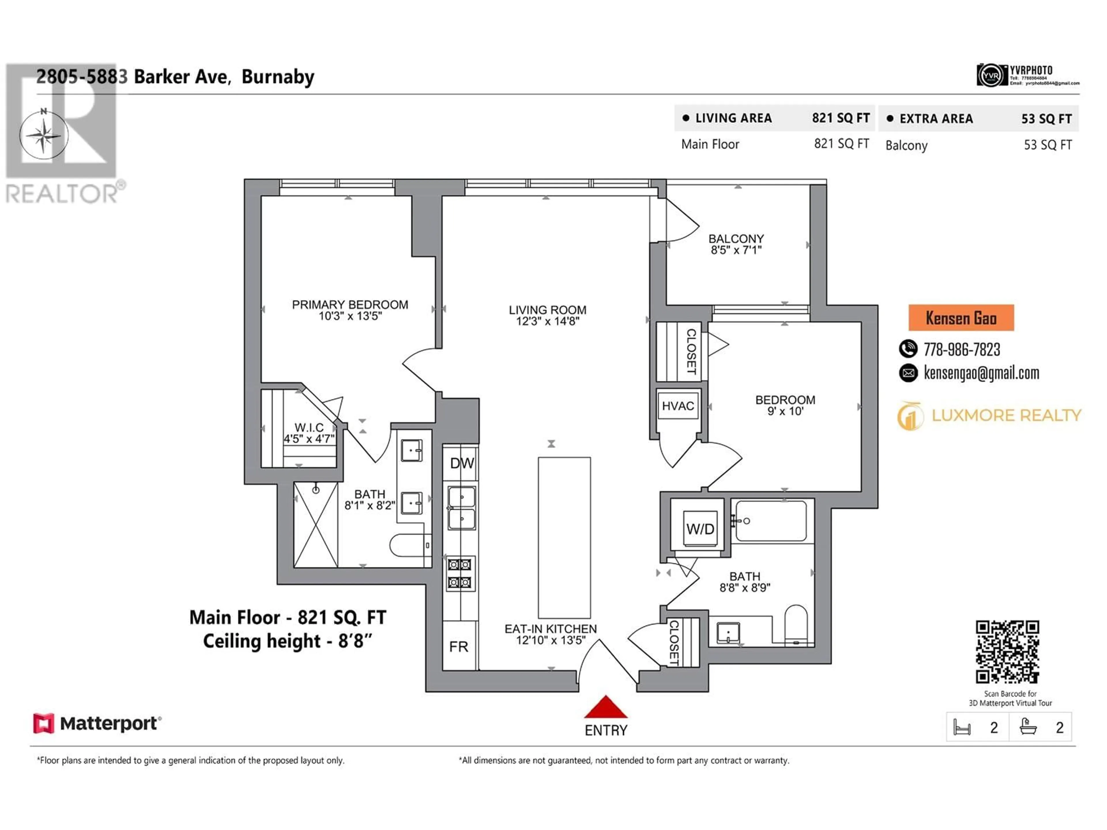 Floor plan for 2805 5883 BARKER AVENUE, Burnaby British Columbia V5H0G4