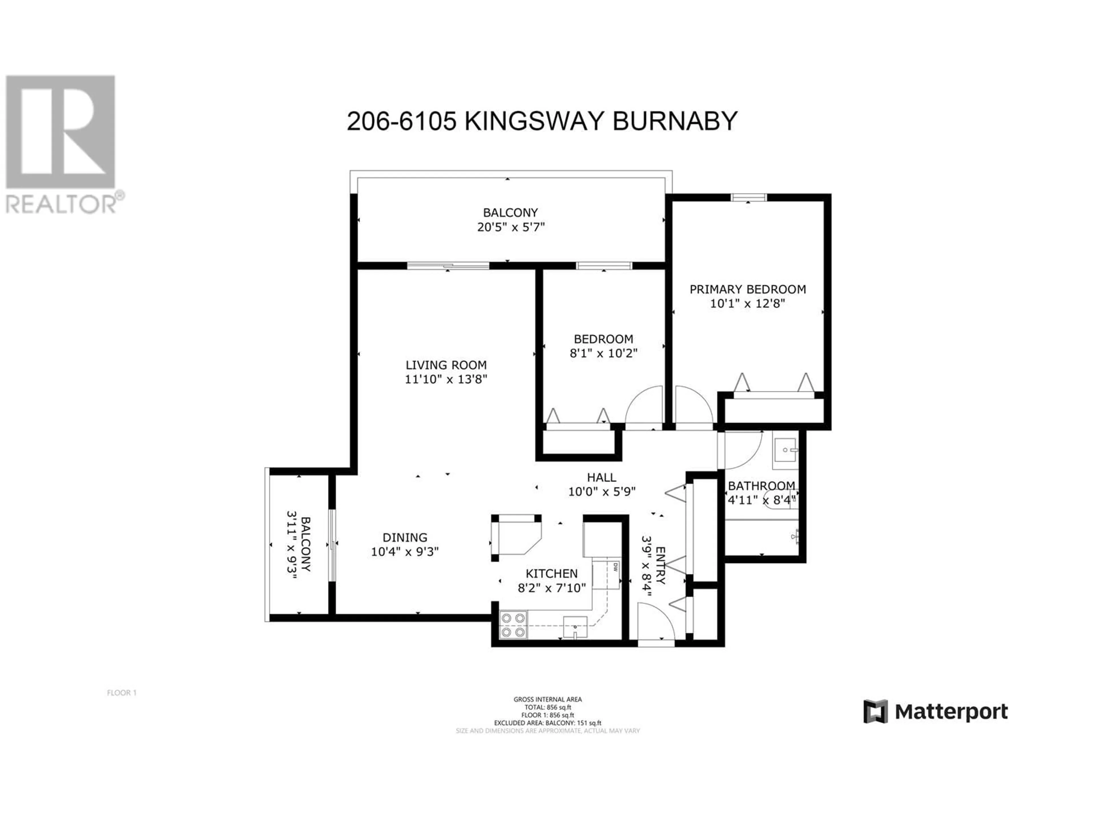 Floor plan for 206 6105 KINGSWAY, Burnaby British Columbia V5J5C7