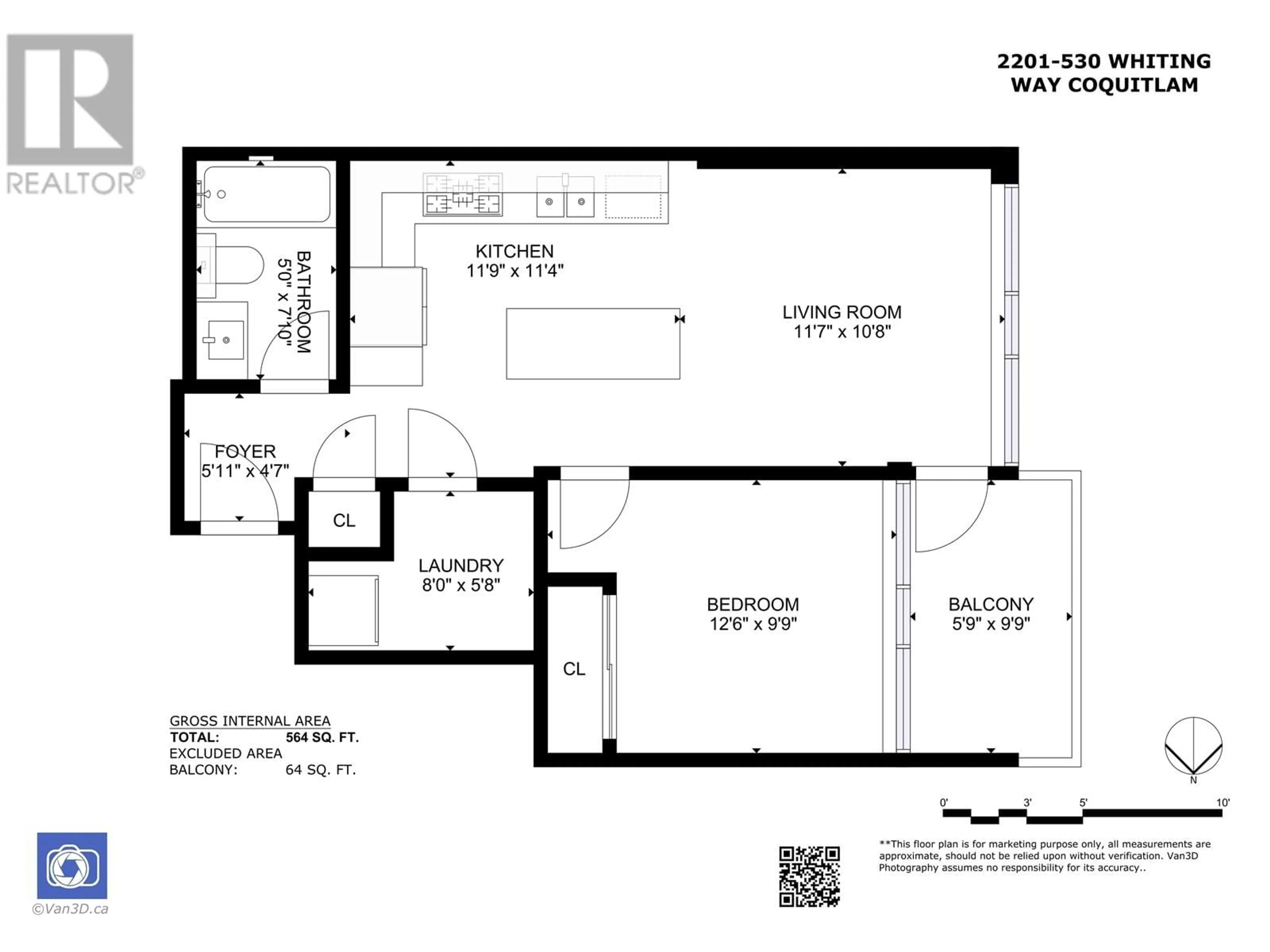 Floor plan for 2201 - 530 WHITING WAY, Coquitlam British Columbia V3J0J4