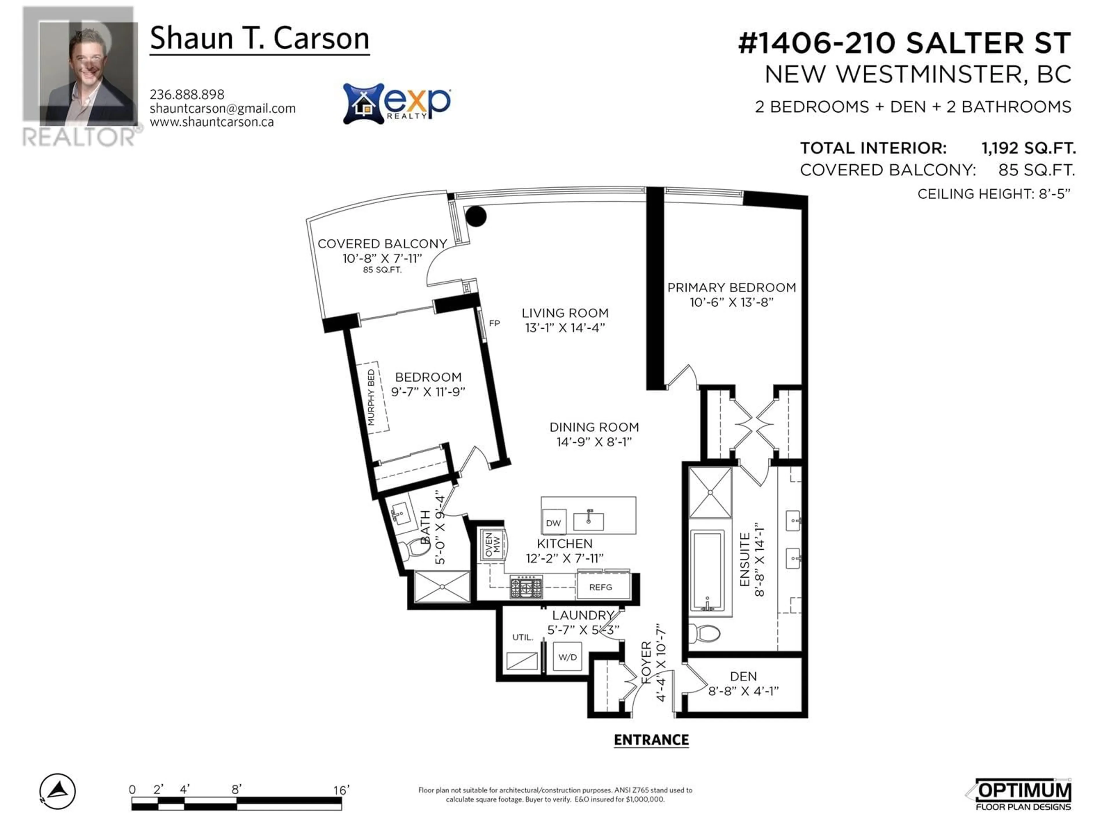 Floor plan for 1406 210 SALTER STREET, New Westminster British Columbia V3M0J9