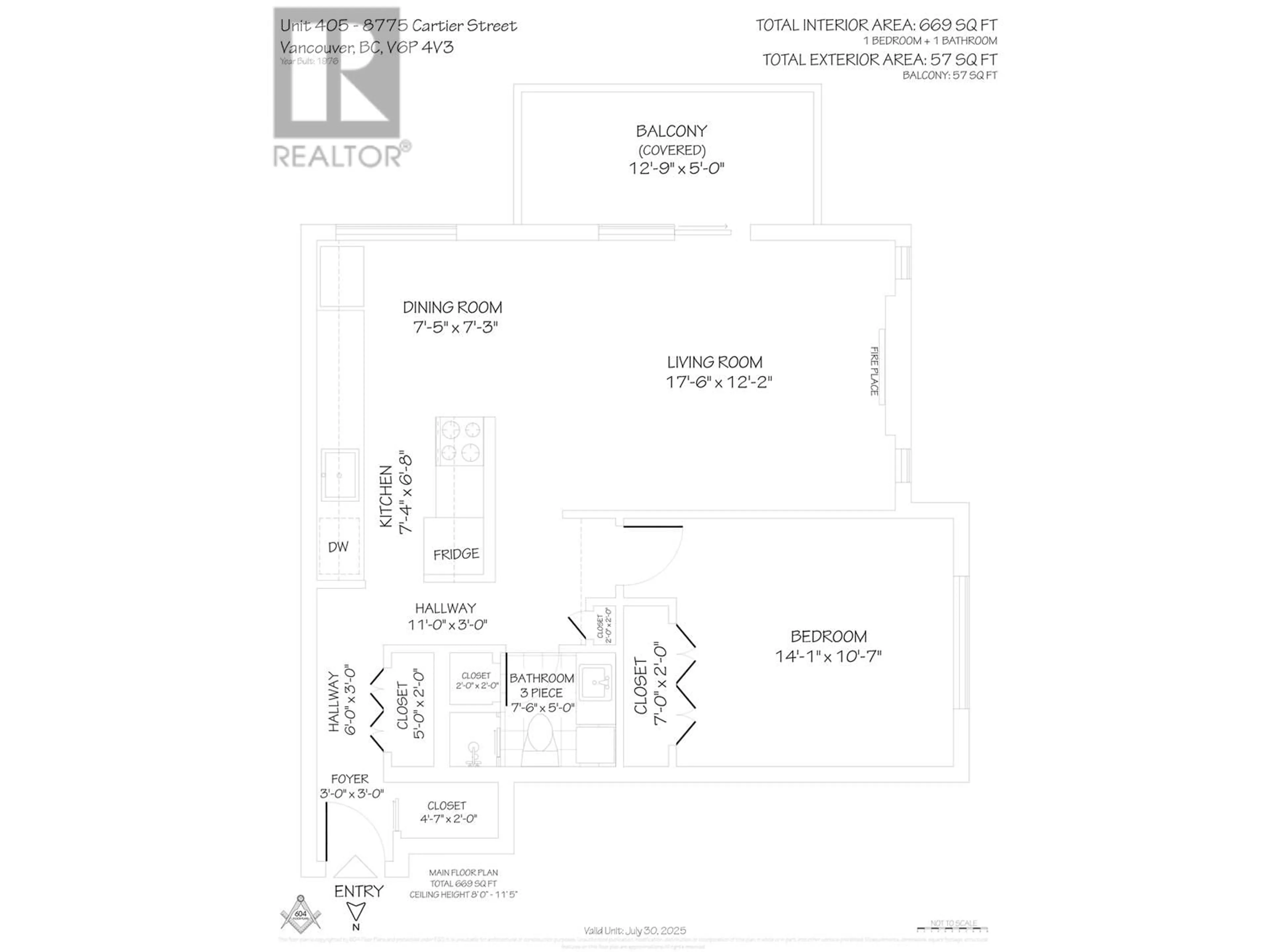 Floor plan for 405 - 8775 CARTIER STREET, Vancouver British Columbia V6P4V3