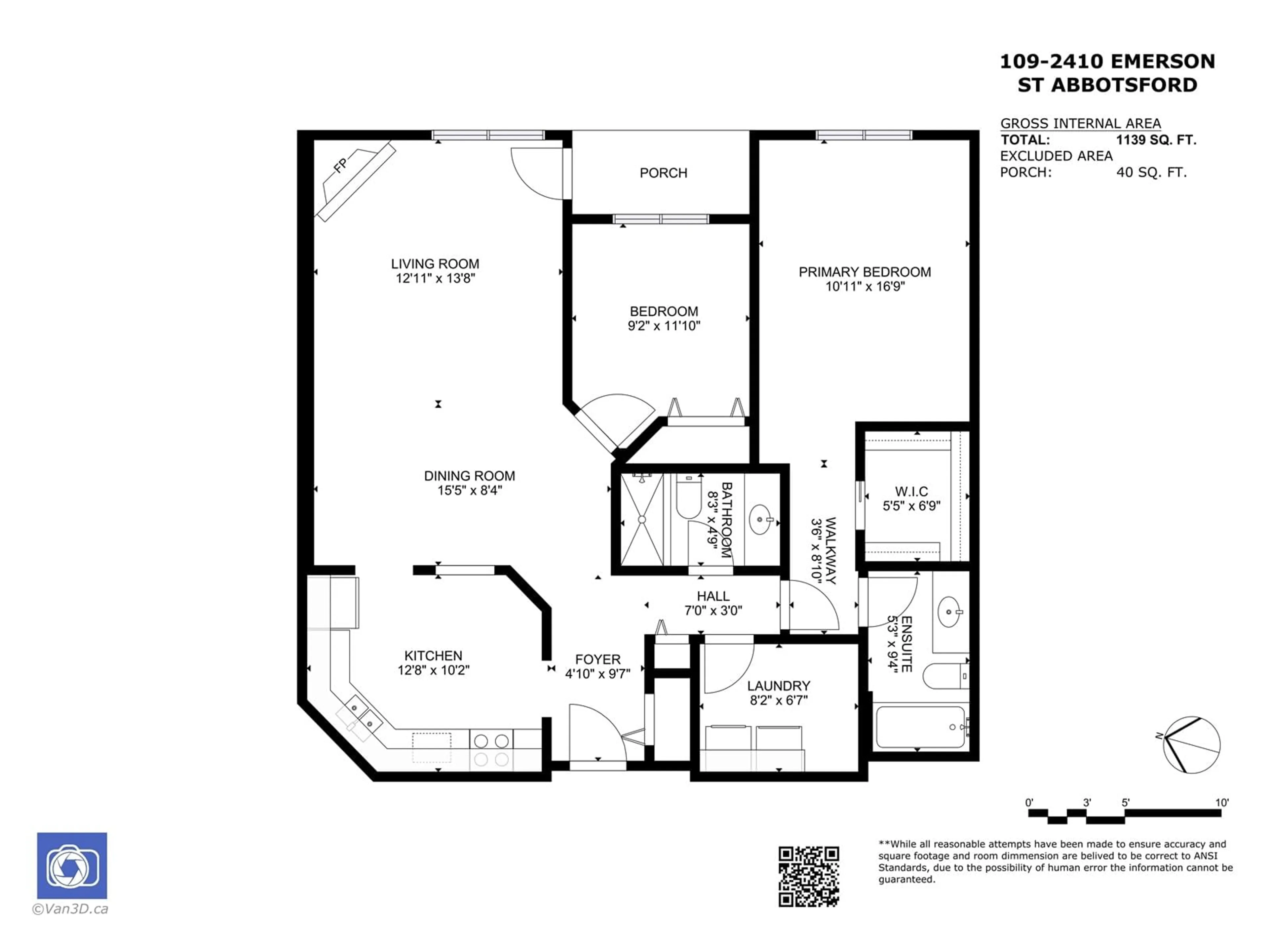 Floor plan for 109 - 2410 EMERSON, Abbotsford British Columbia V2T3J3