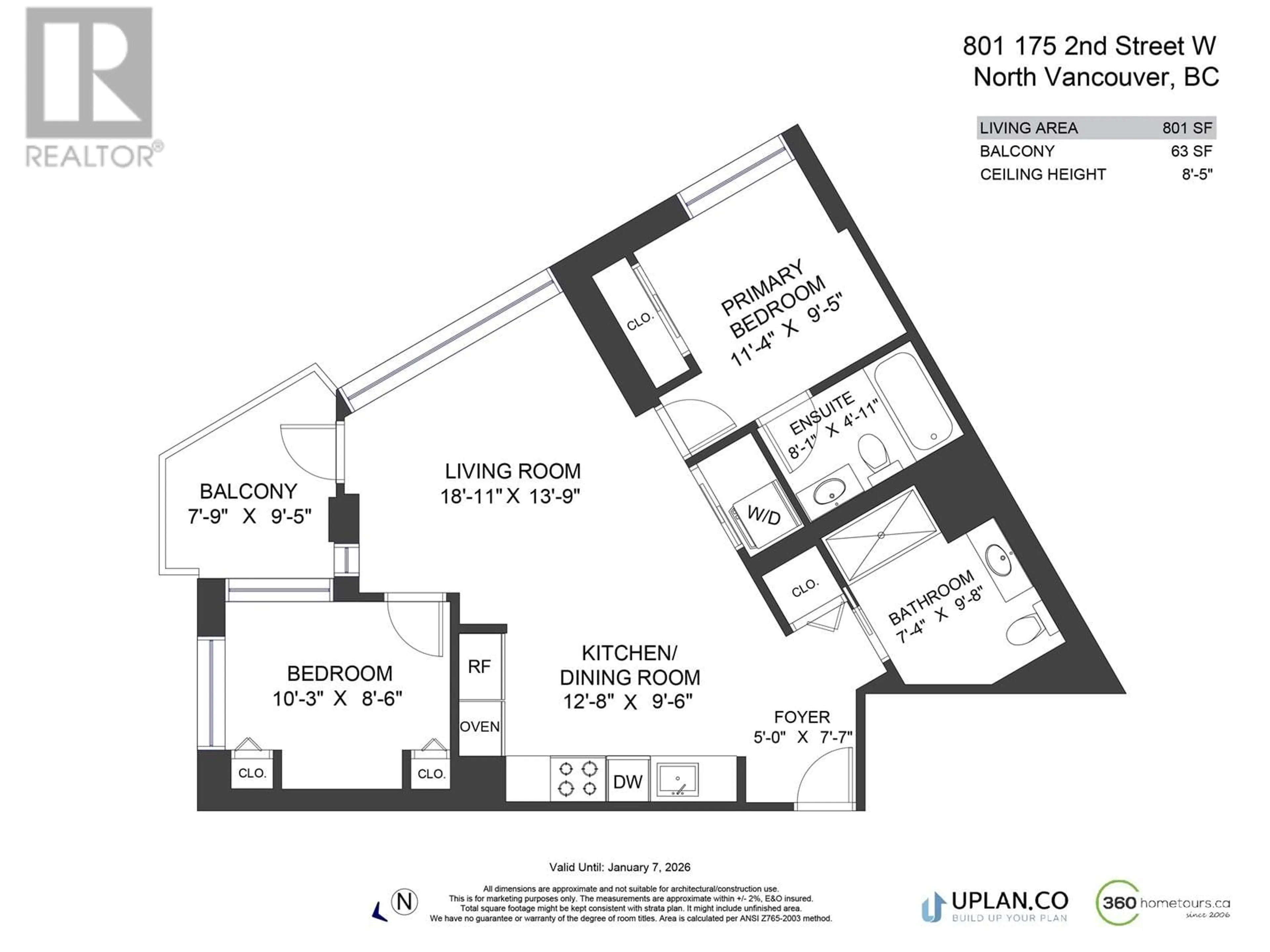 Floor plan for 801 175 W 2ND STREET, North Vancouver British Columbia V7M0A5