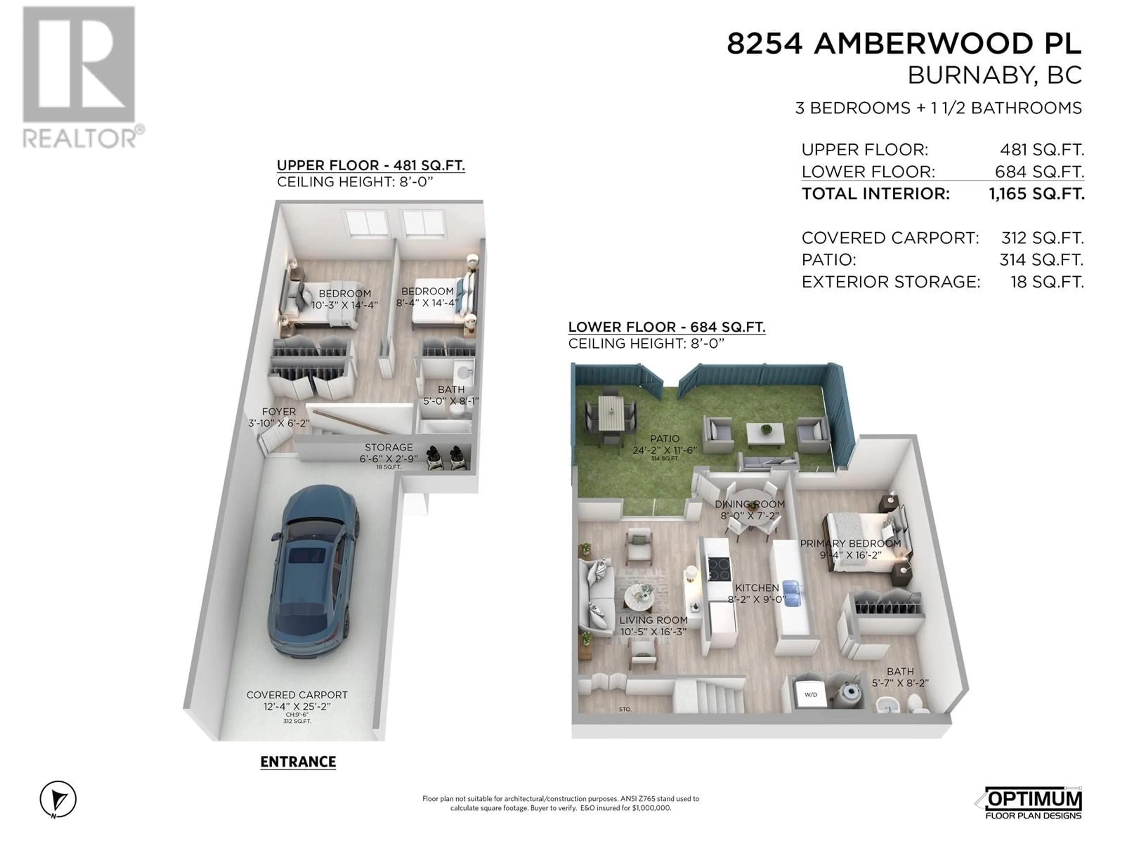 Floor plan for 8254 AMBERWOOD PLACE, Burnaby British Columbia V5A3V2