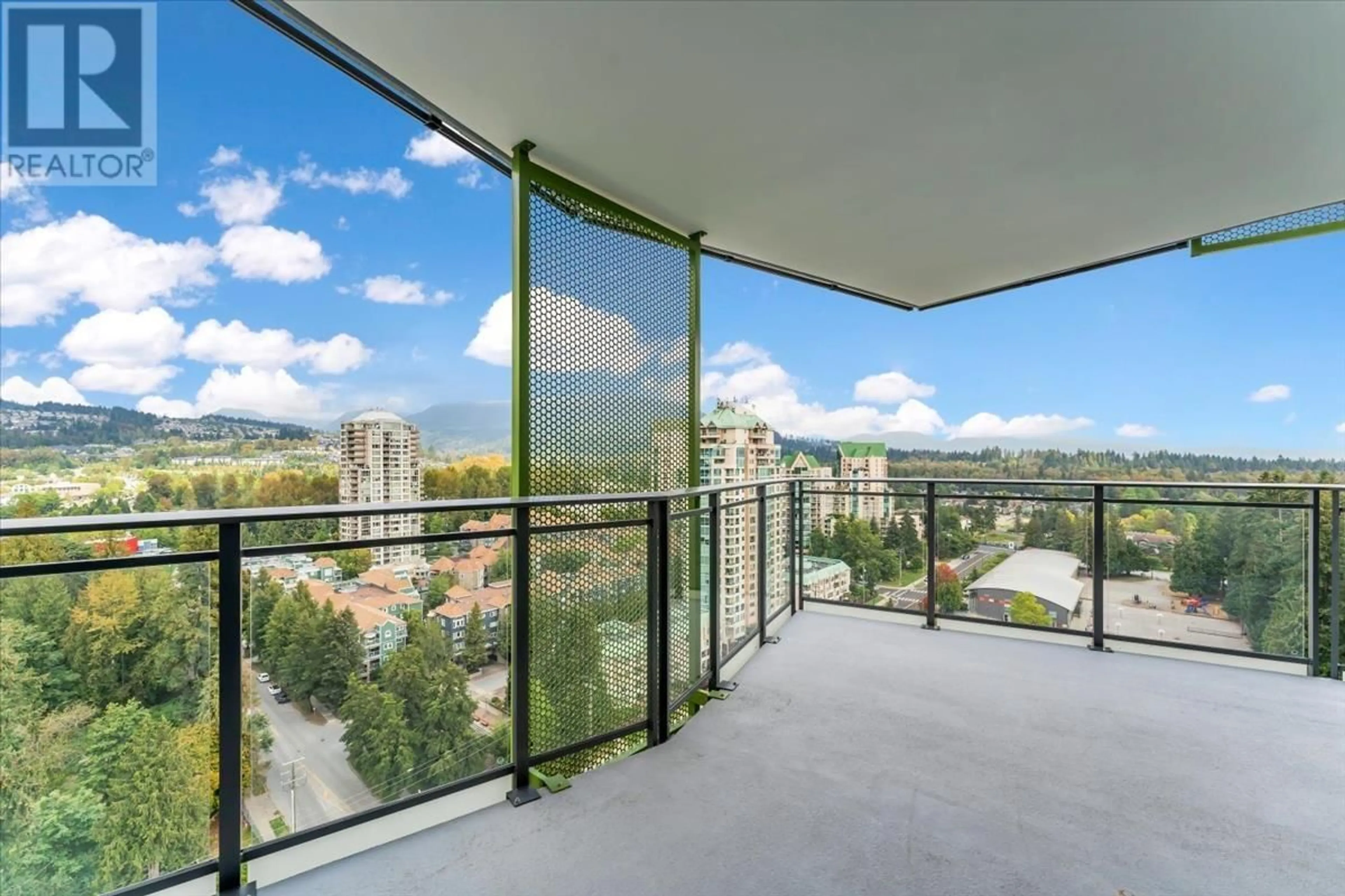 Balcony in the apartment, city buildings view from balcony for 1903 1182 WESTWOOD STREET, Coquitlam British Columbia V3B0T9