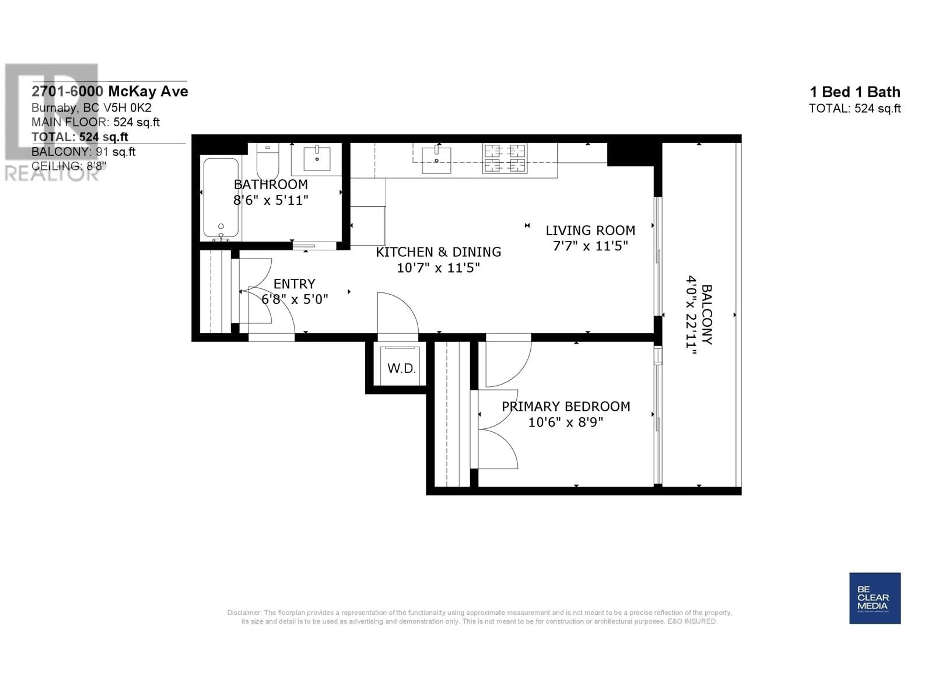 Floor plan for 2701 6000 MCKAY AVENUE, Burnaby British Columbia V5H0K2