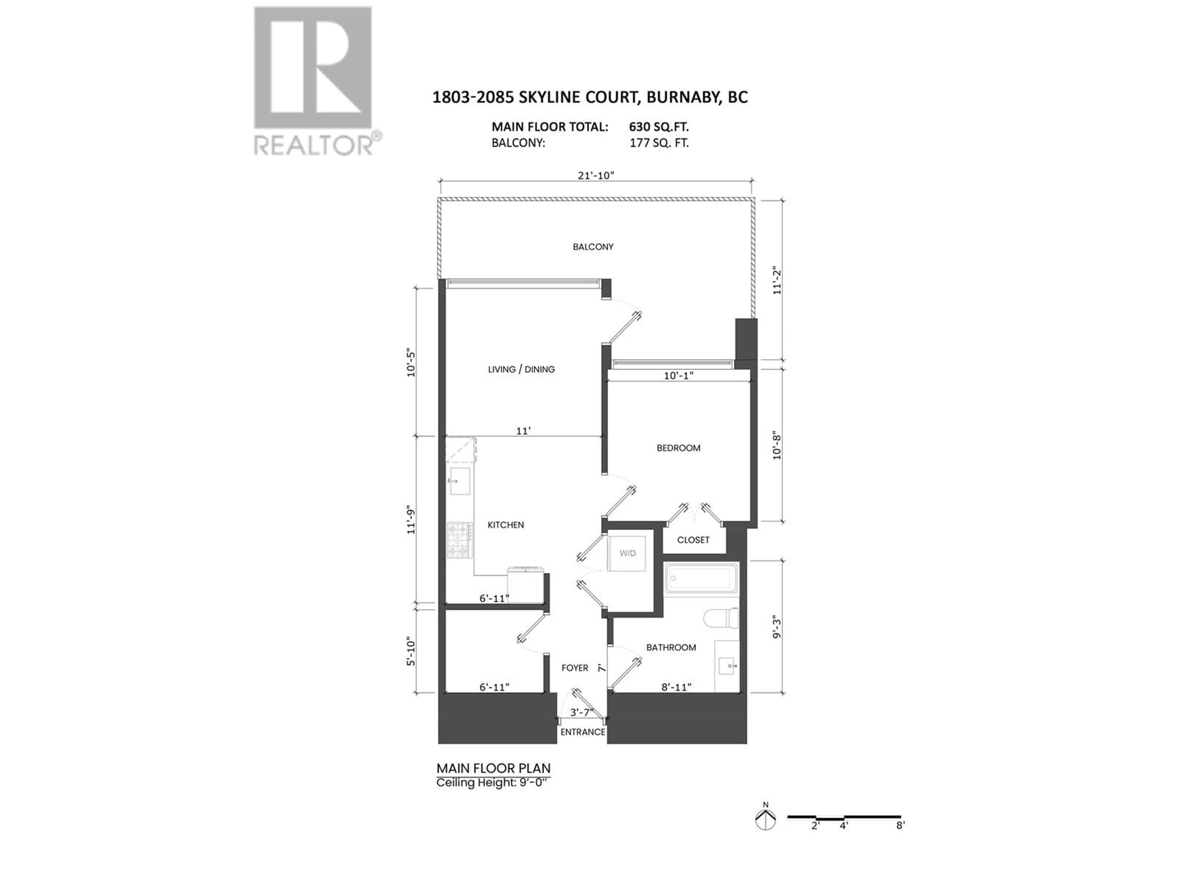 Floor plan for 1803 2085 SKYLINE COURT, Burnaby British Columbia V5C0M6