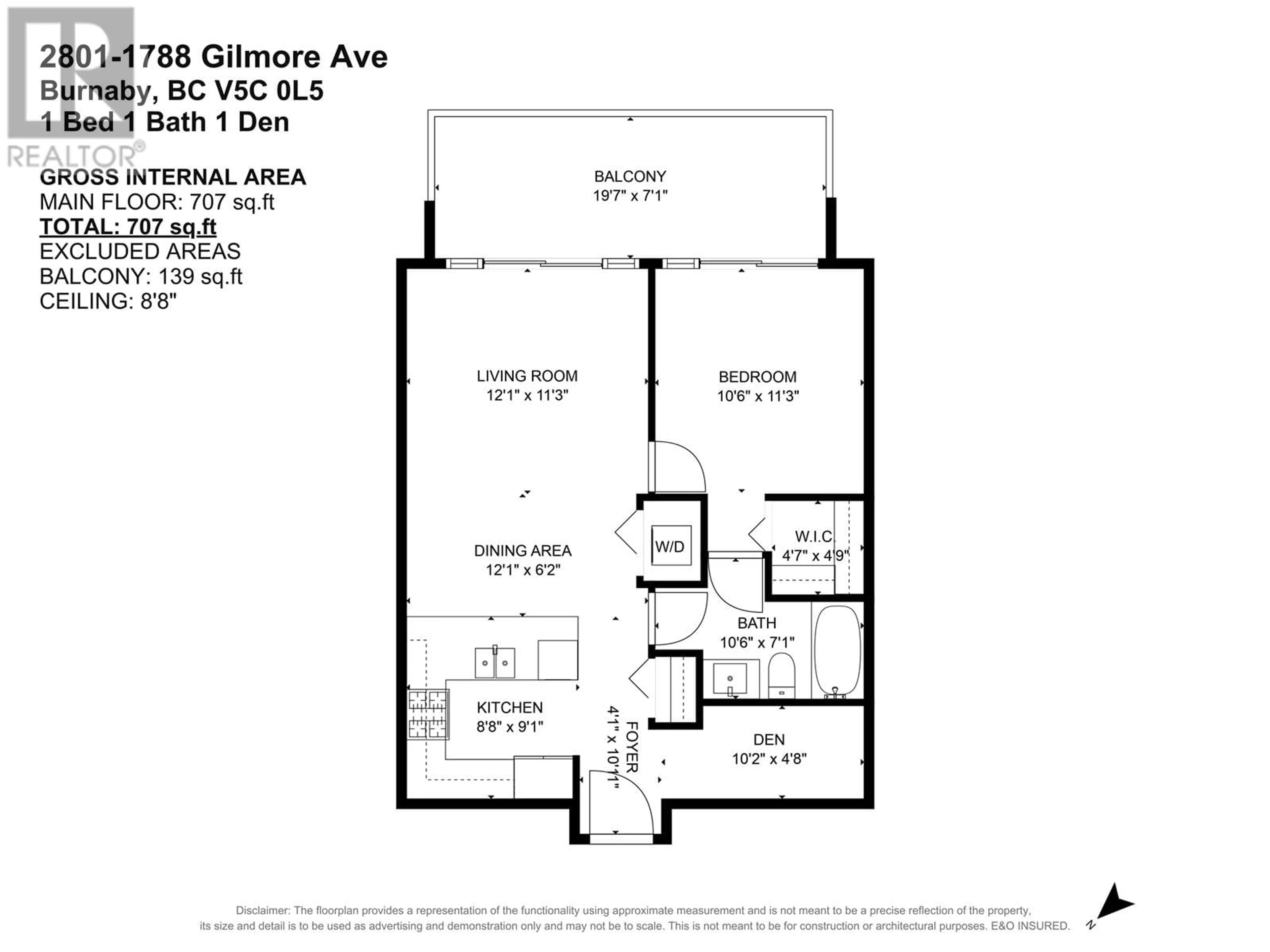 Floor plan for 2801 1788 GILMORE AVENUE, Burnaby British Columbia V5C0L5